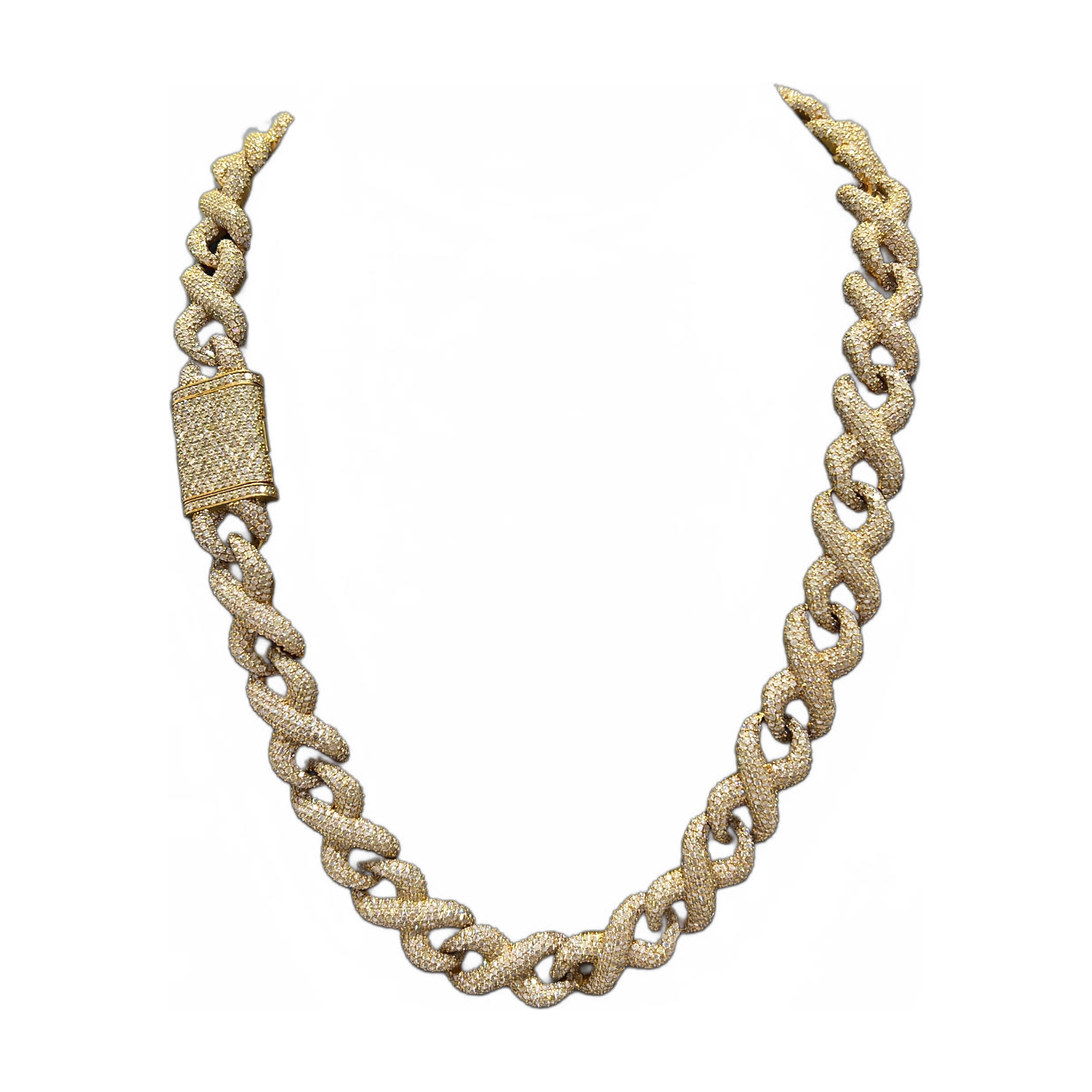 Collar de eslabones de cadena baguette en oro blanco