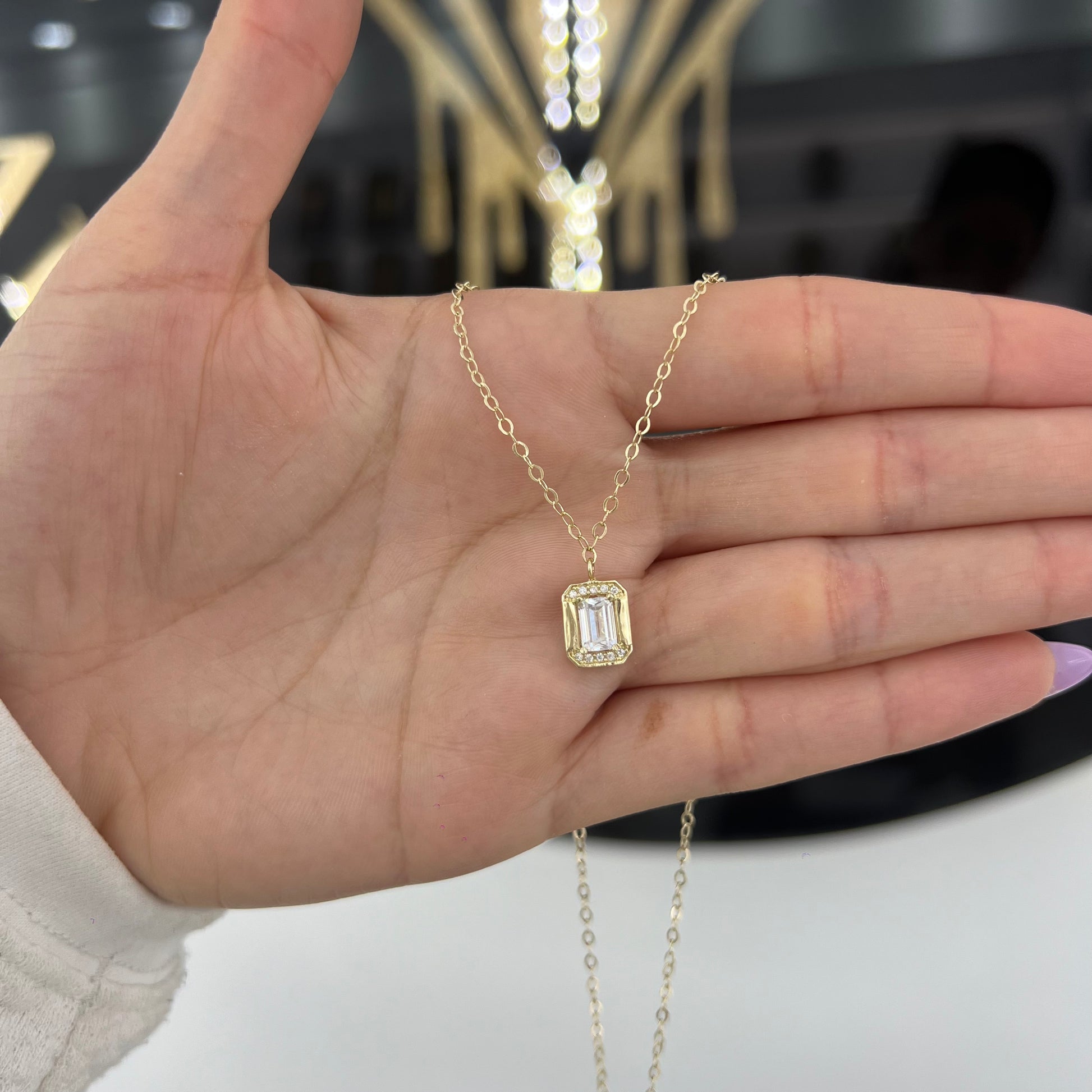 Baguette ladies necklace with charm