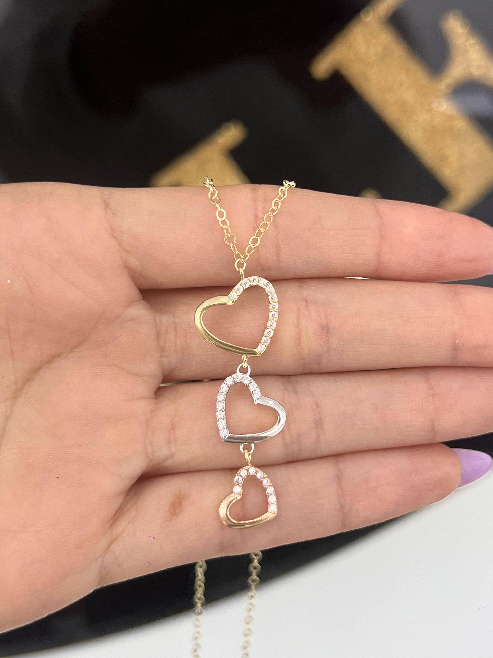 Heart Trio ladies necklace with charm
