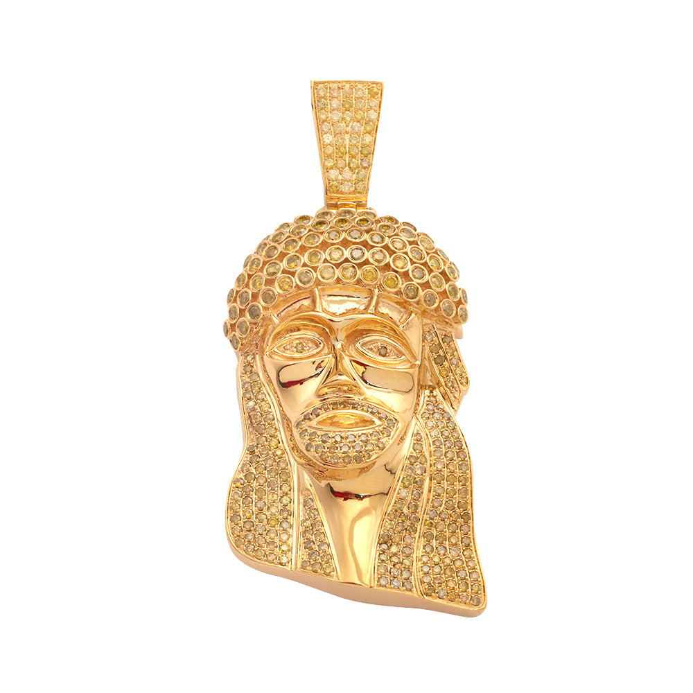 10KY 5.35CTW YELLOW DIAMOND JESUS PENDANT