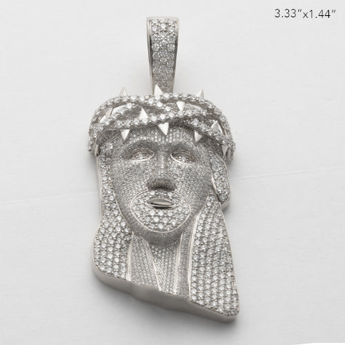 14KW 16.00CTW DIAMOND JESUS HEAD PENDANT - FULL