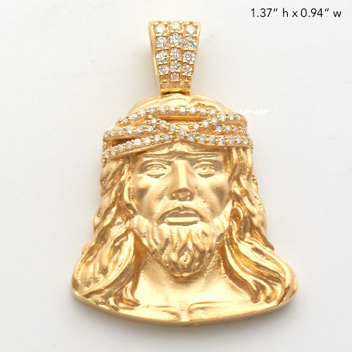 14KY 0.40CTW DIAMOND JESUS HEAD - BRAIDED