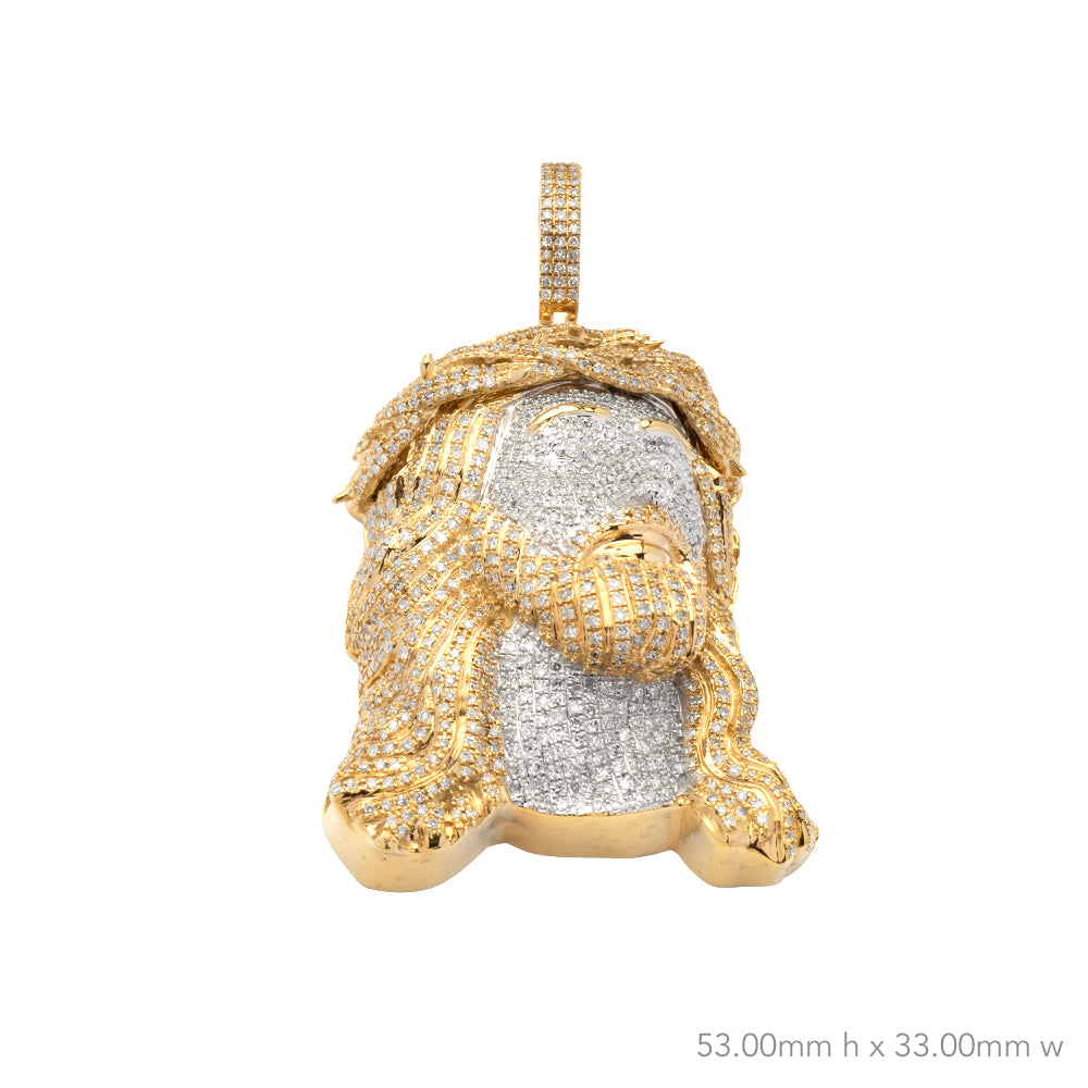 10KY+W 2.55CTW DIAMOND 3-D JESUS FACE W/ CROWN OF
