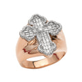 14KR+W 2.00CTW BAGUETTE DIAMOND FLUER DE LIS CROSS