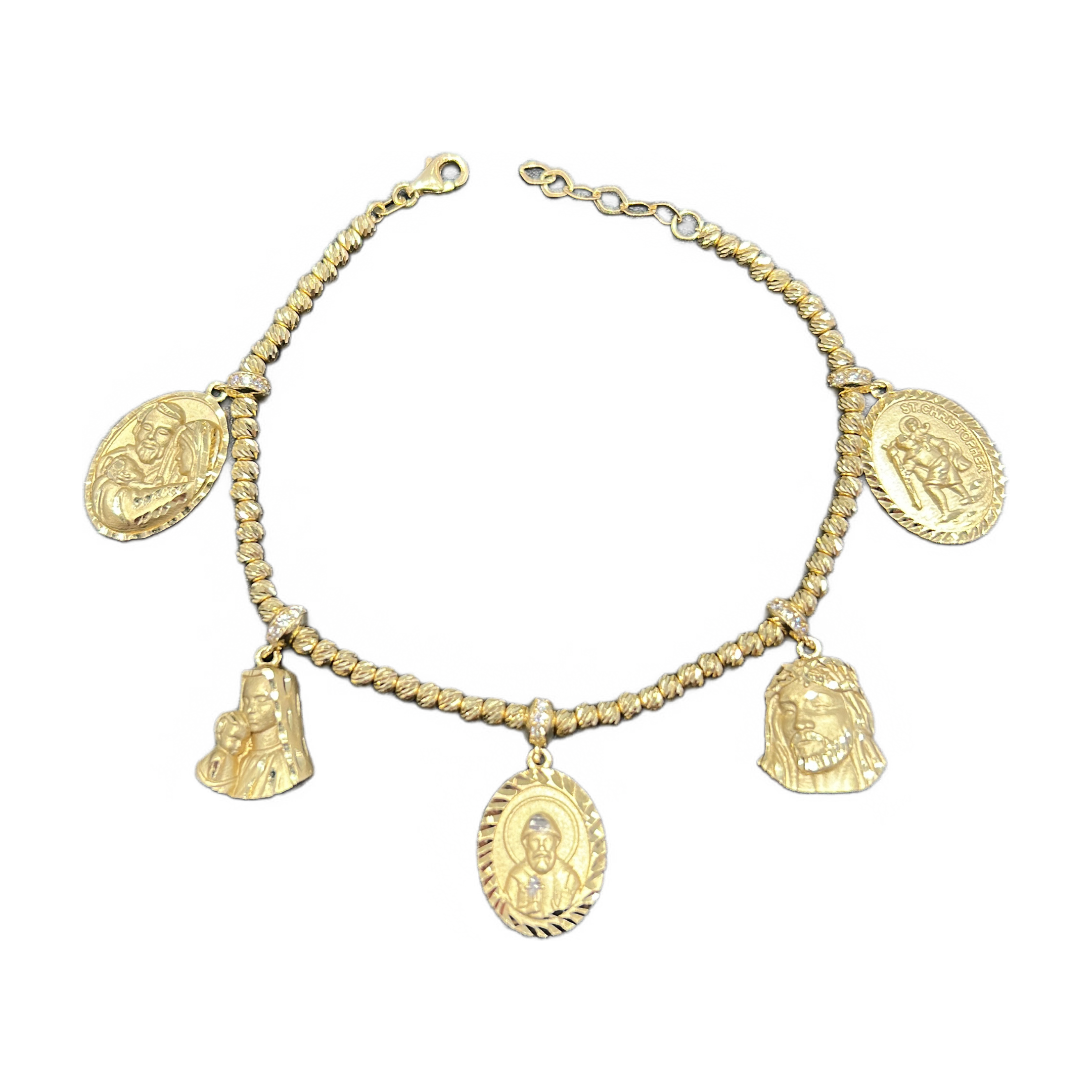 14KT Gold Religious Charm Womens Bracelet