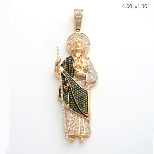 14KY 3.95CTW GREEN AND WHITE DIAMOND ST. JUDE