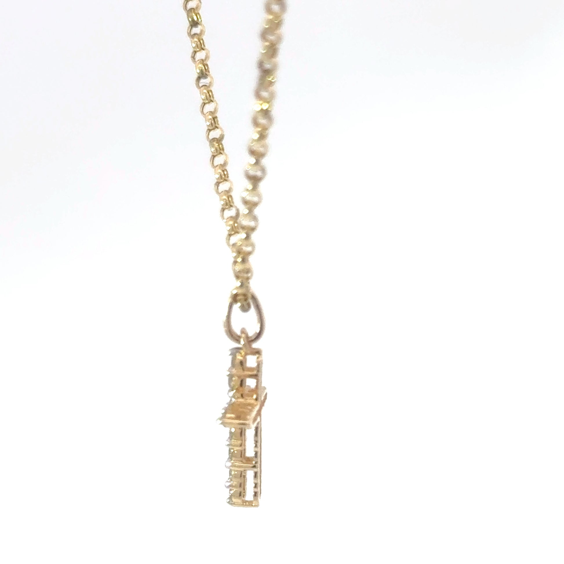 Yellow Gold Diamond Cross Charm Necklace