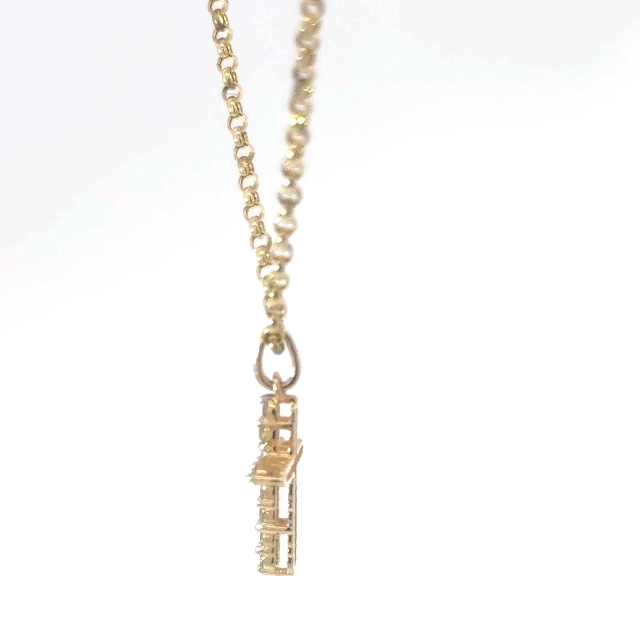 Yellow Gold Diamond Cross Charm Necklace
