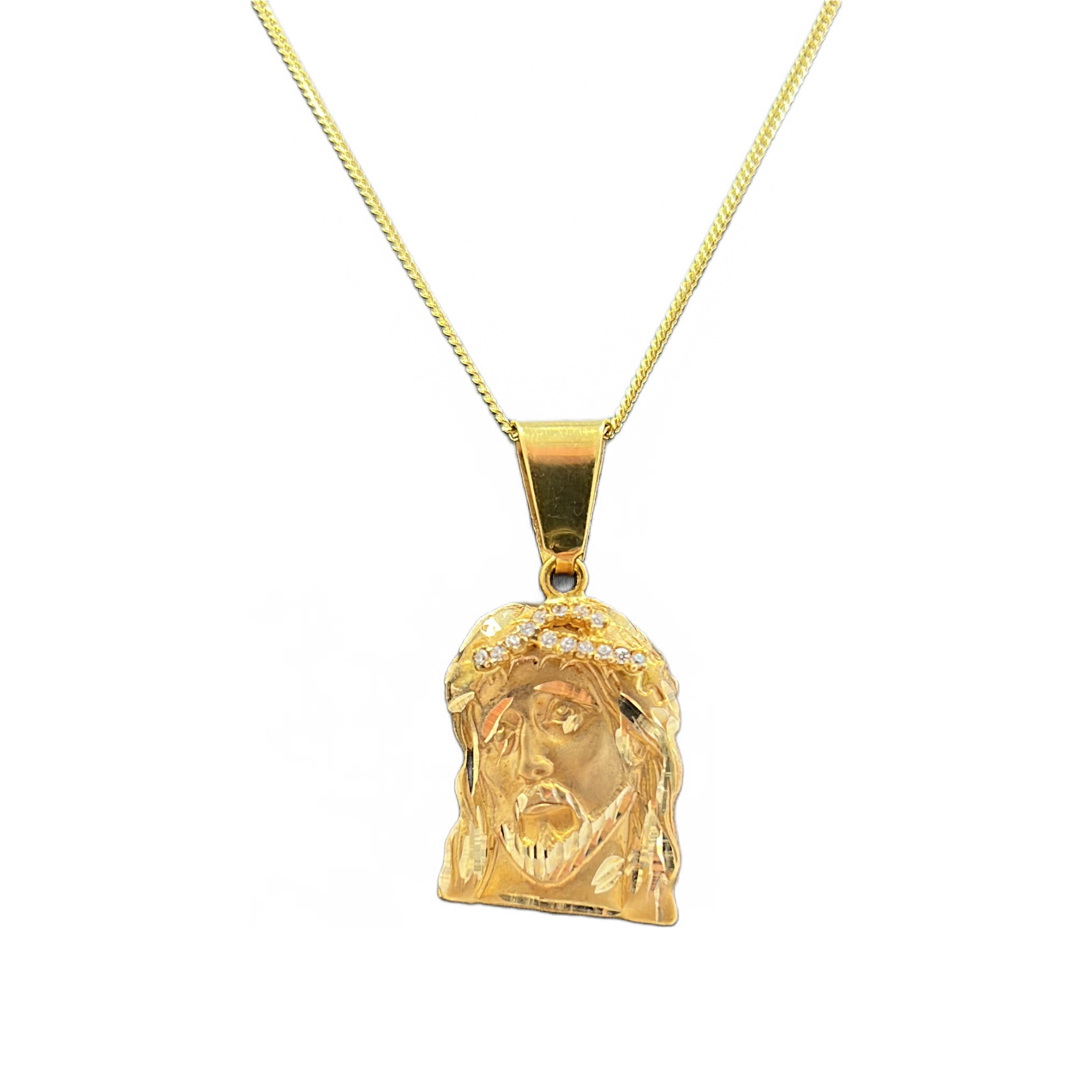 14KT Gold Jesus Face Pendant