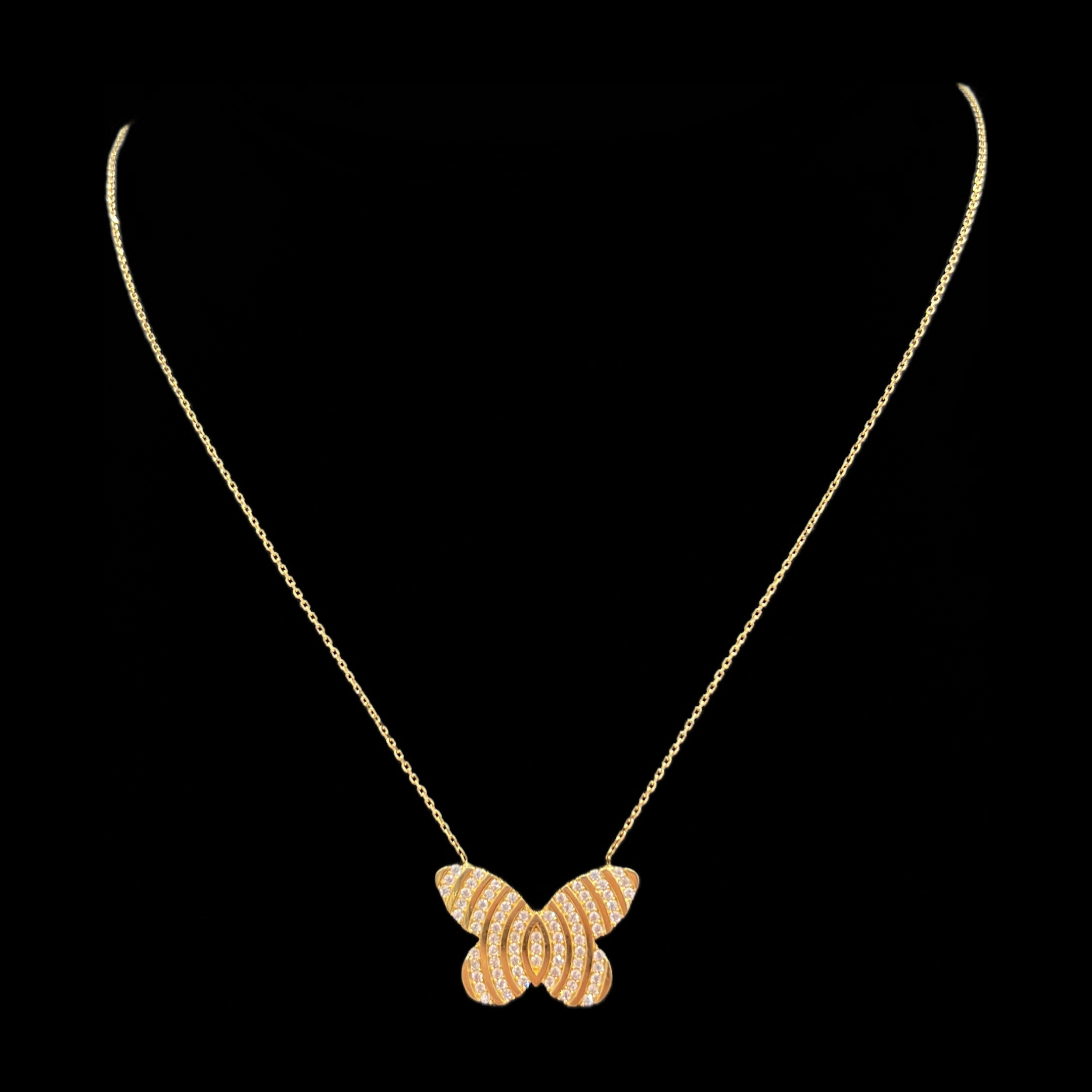 14kt Gold Butterfly CZ Women's Necklace