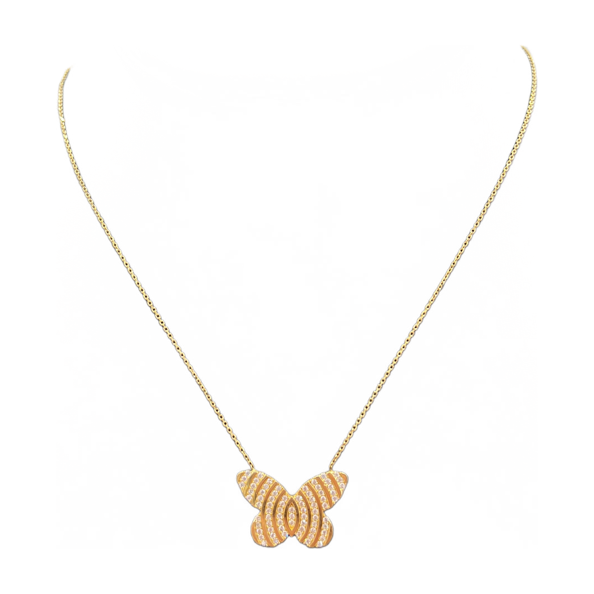 14kt Gold Butterfly CZ Women's Necklace