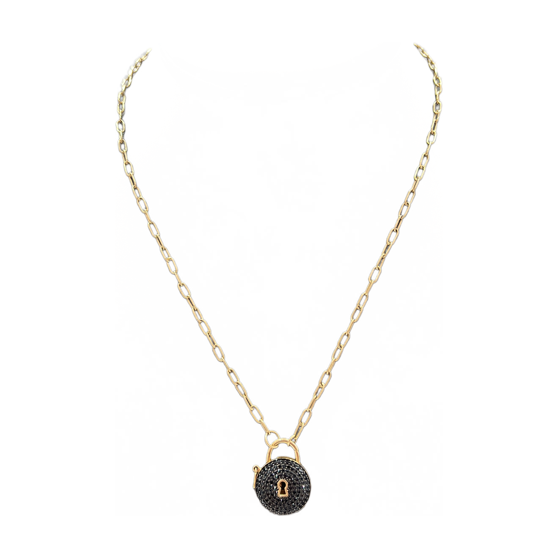 14kt Solid Gold Lock Women's Necklace