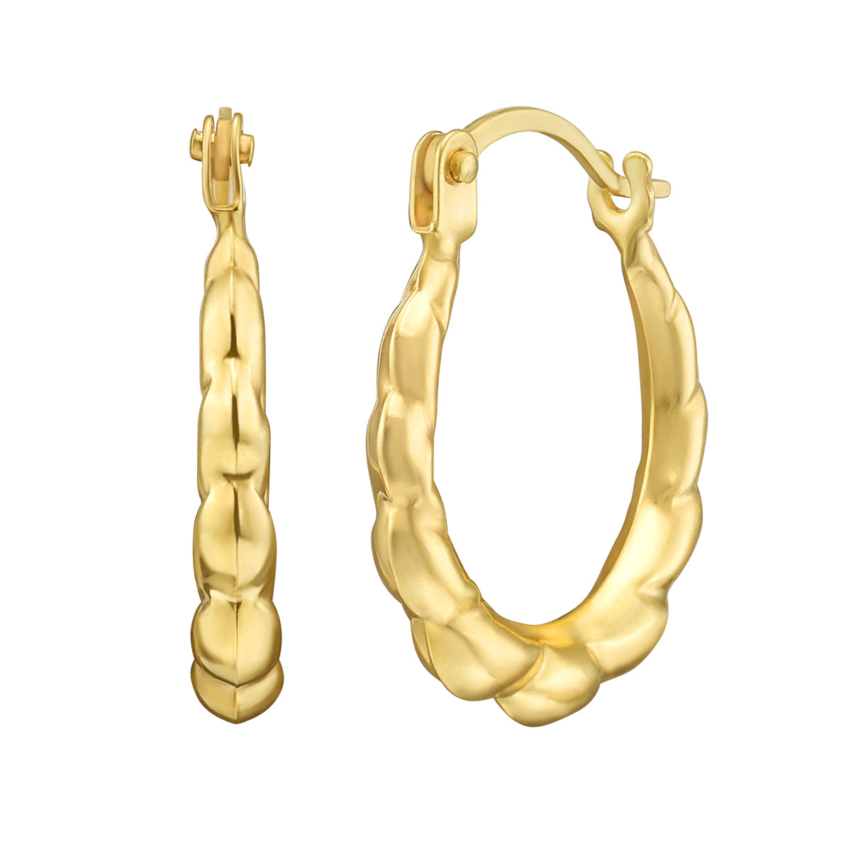 14K Gold Round Hoops