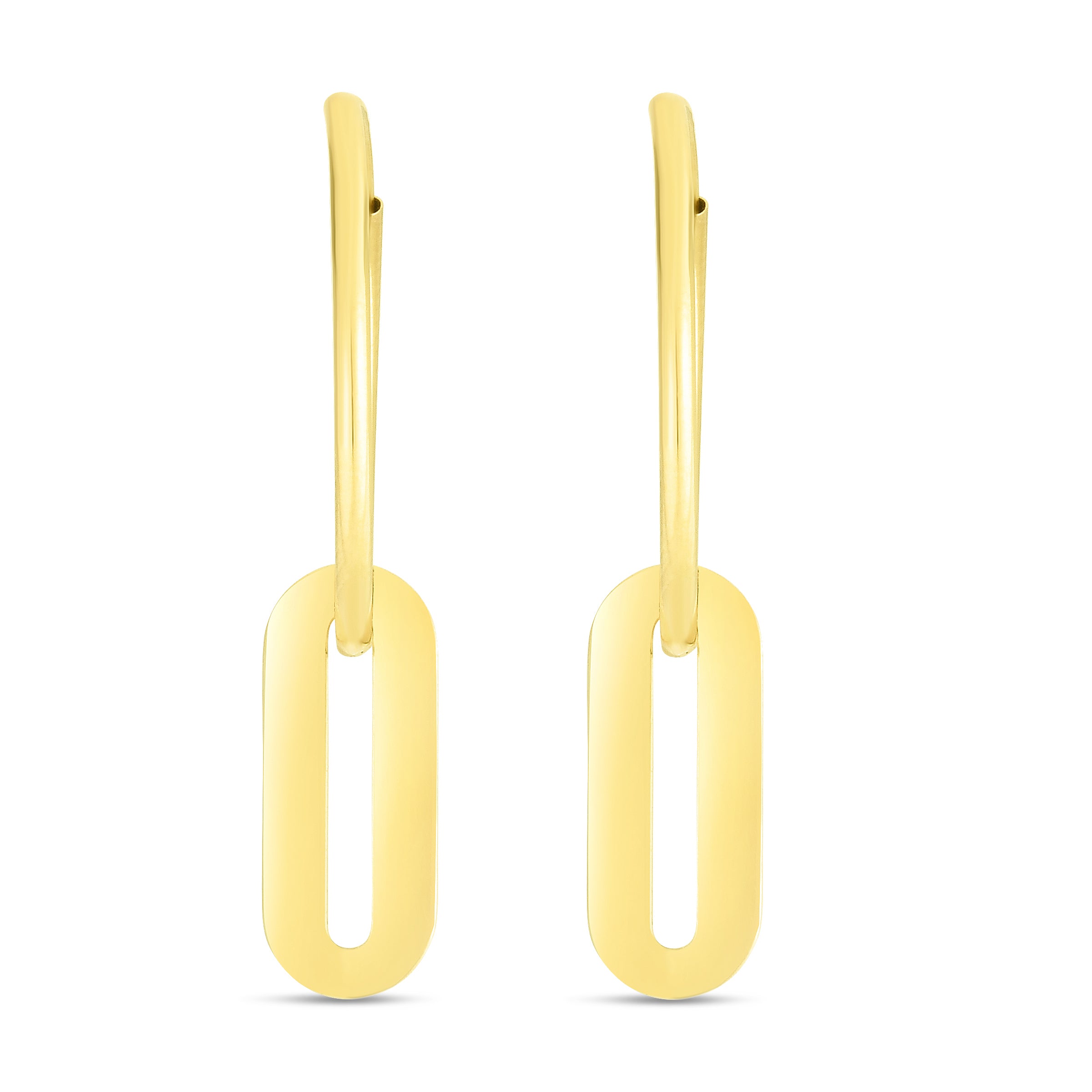 14K Paperclip Hoop Drop Earring