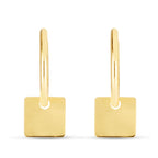 14K Dangle Square Huggie Earring