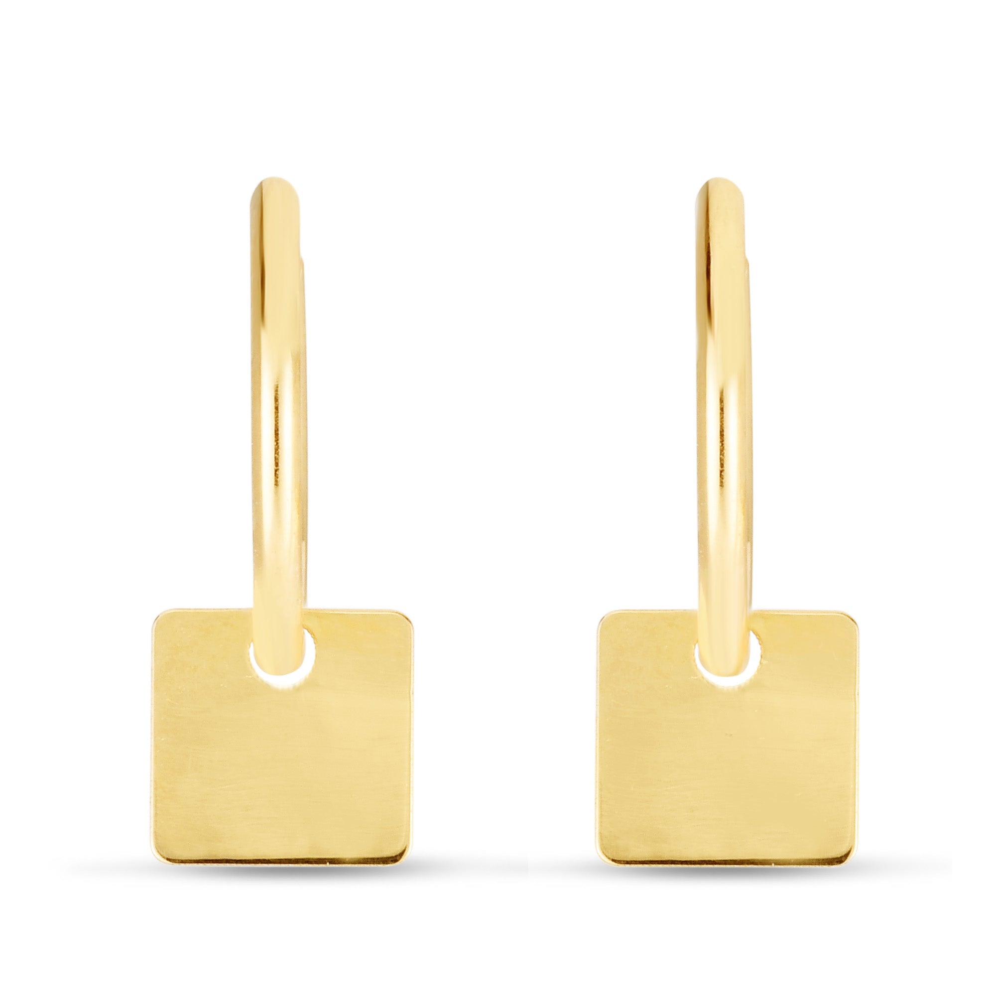 14K Dangle Square Huggie Earring