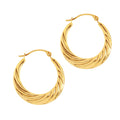 14K Gold Milgrain Detail Twist Back to Back Hoop Earring