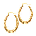 10K Gold Graduated Oval Twist Back to Back Hoop Earring