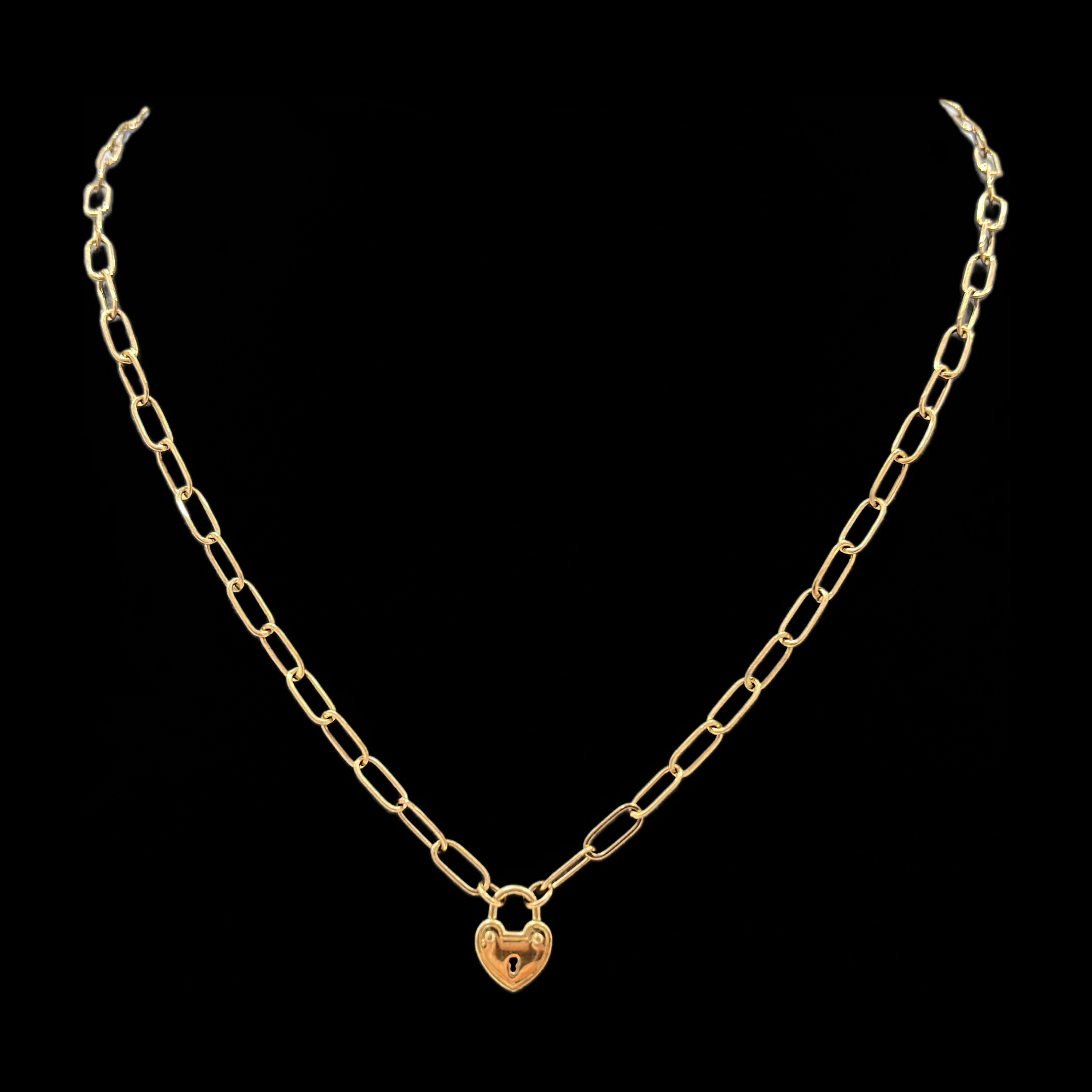 14KT Gold Heart Lock Women's Necklace
