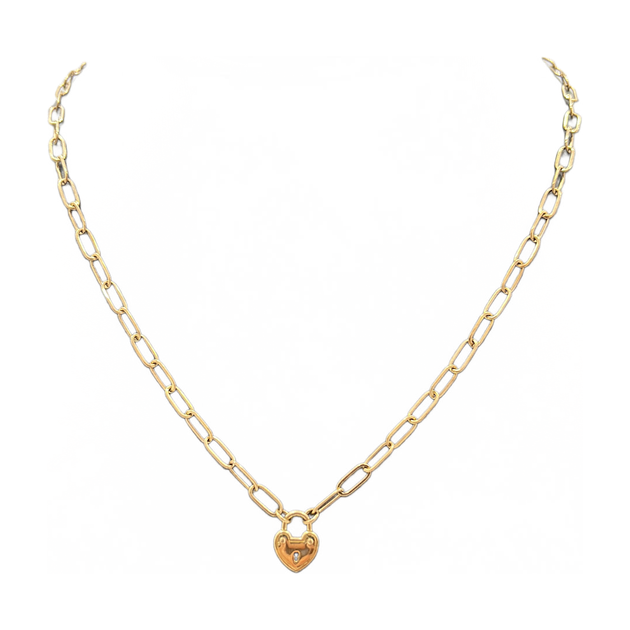 14KT Gold Heart Lock Women's Necklace