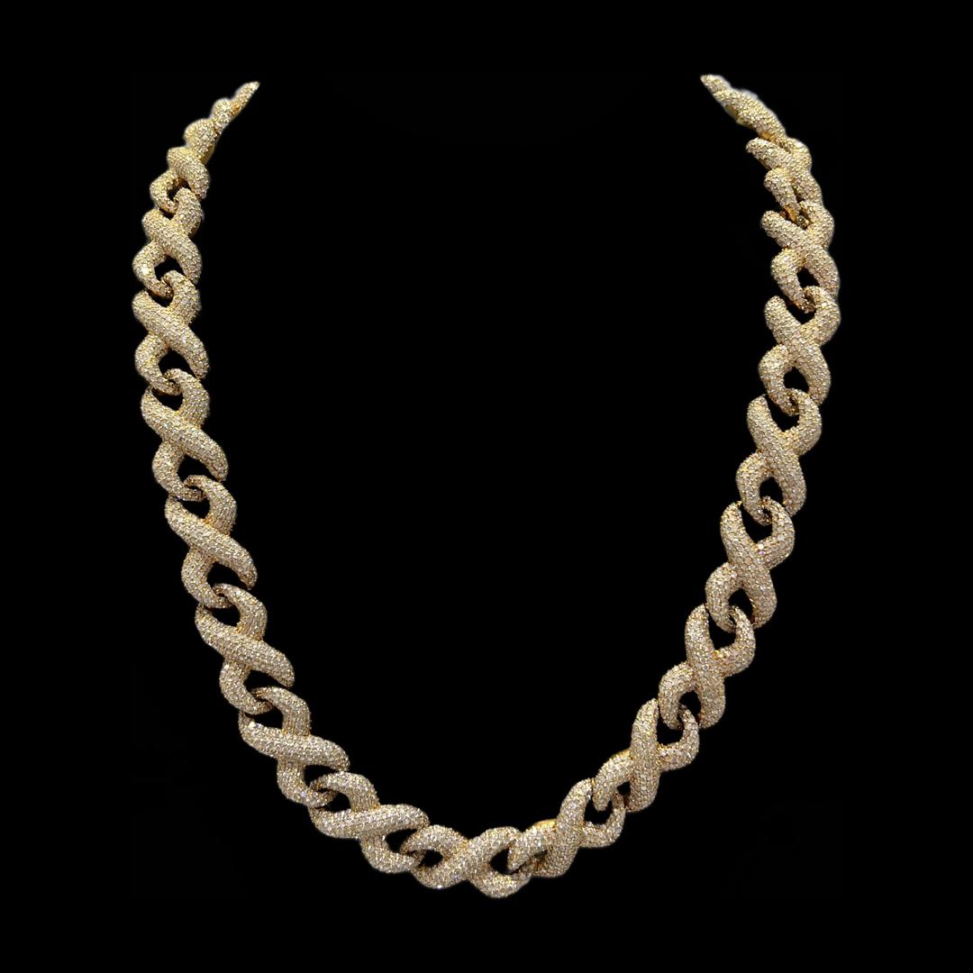 Collar de eslabones de cadena baguette en oro blanco