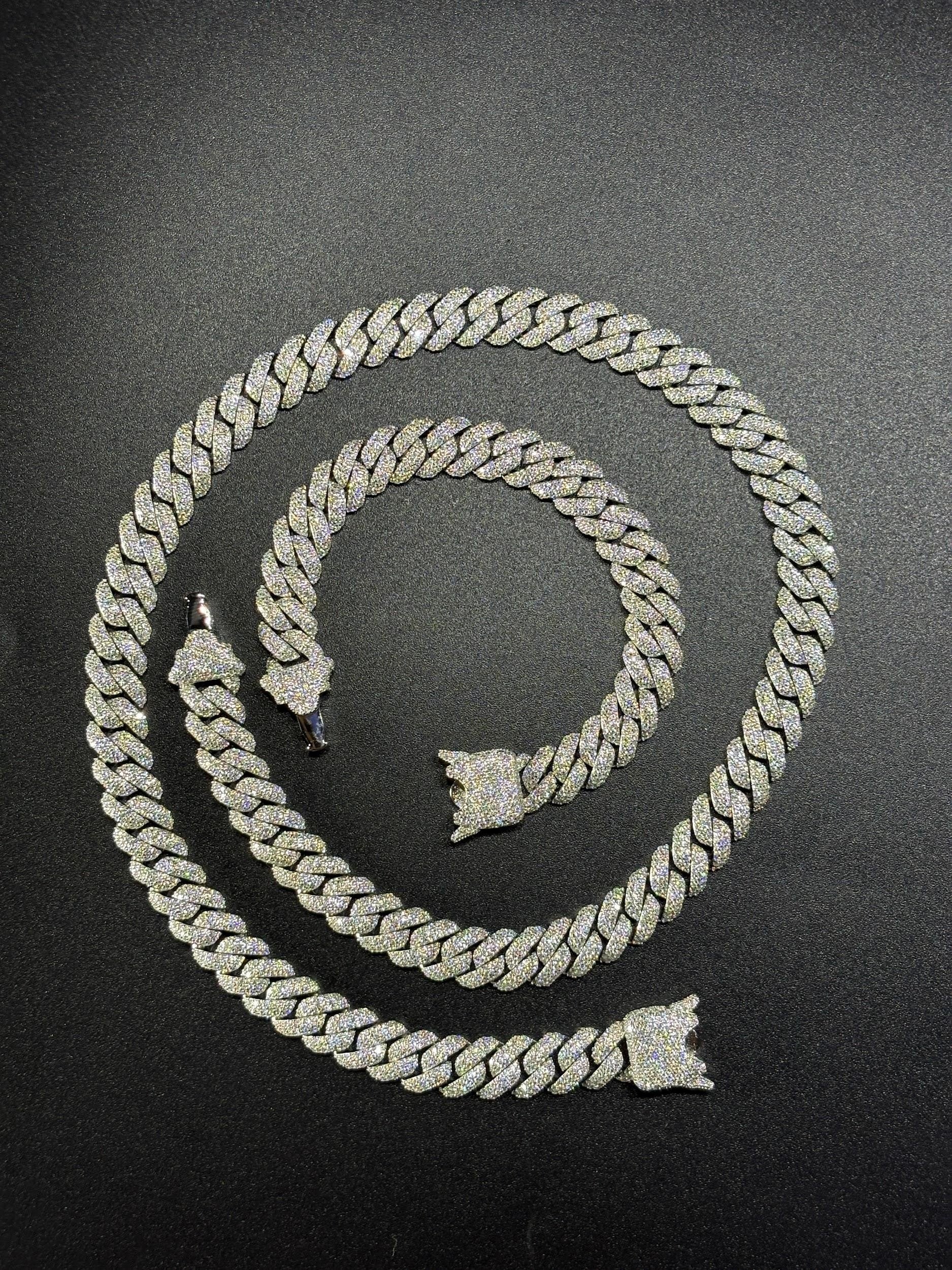 925 Silver moissanite Cuban link 10mm Dior Lock