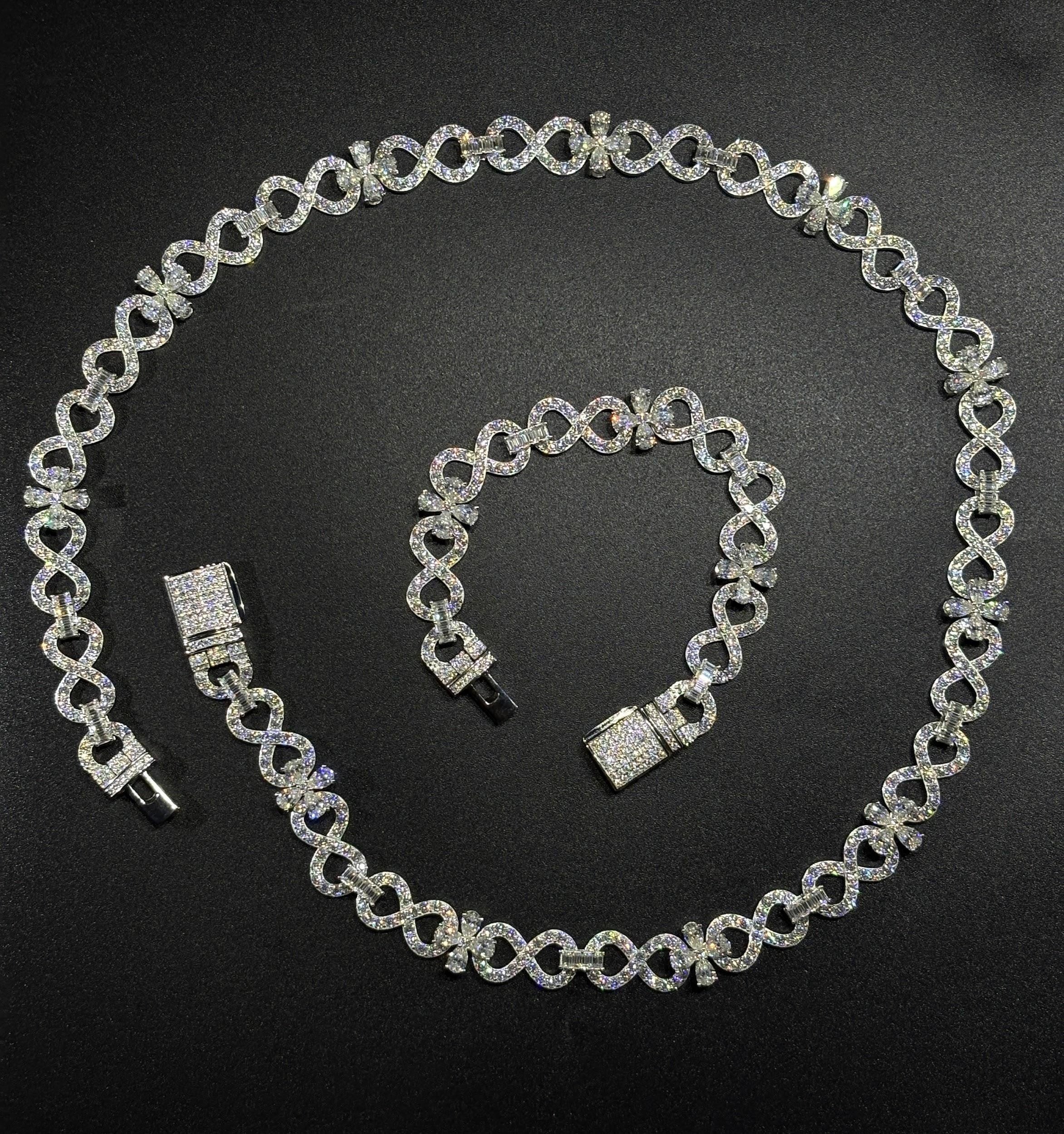 925 Silver moissanite Cuban link 12mm Infinity Flower Chain