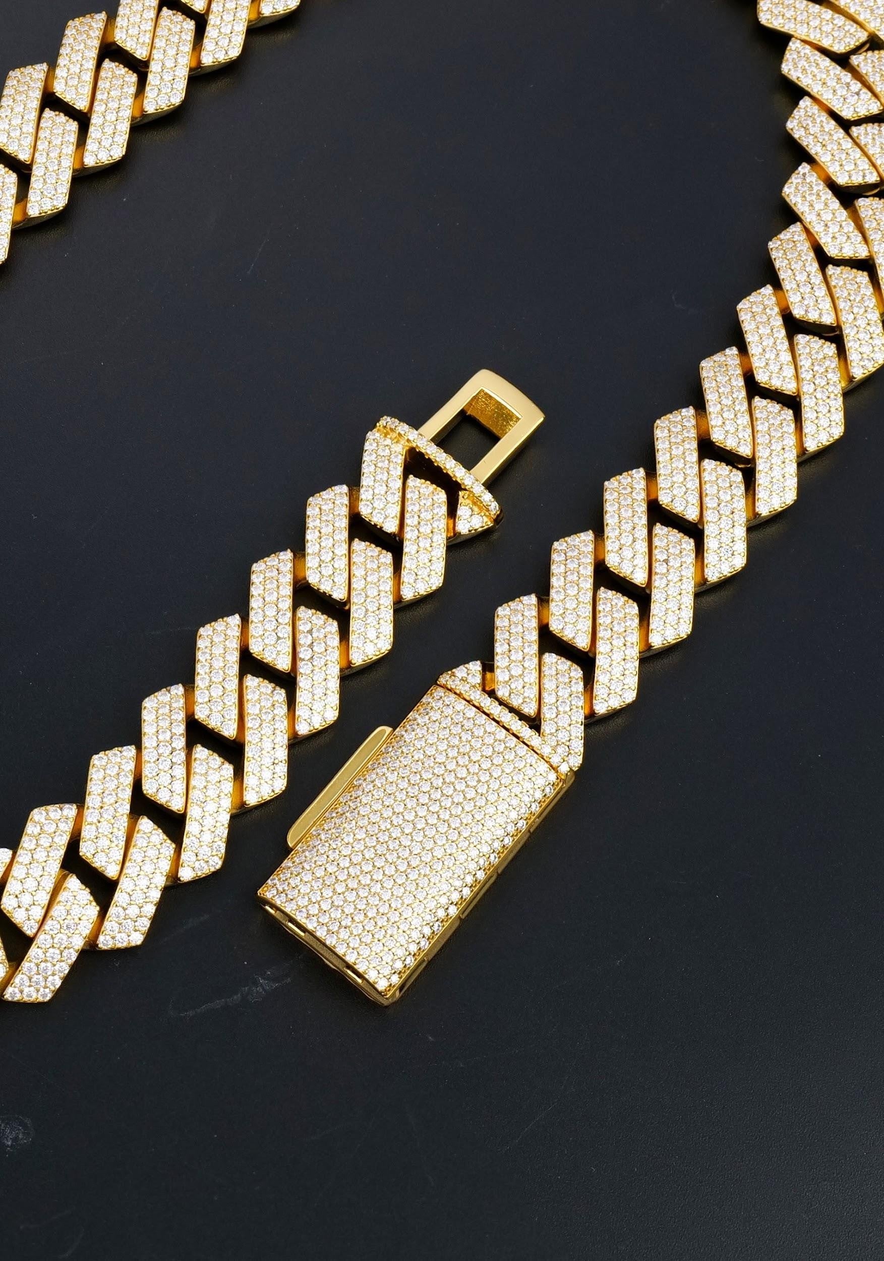 925 Silver moissanite Cuban link 20.0mm square 3 row