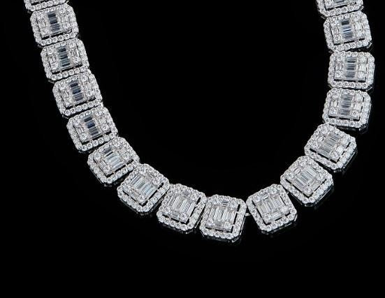 925 Silver moissanite Cuban link 12.20mm Baguette