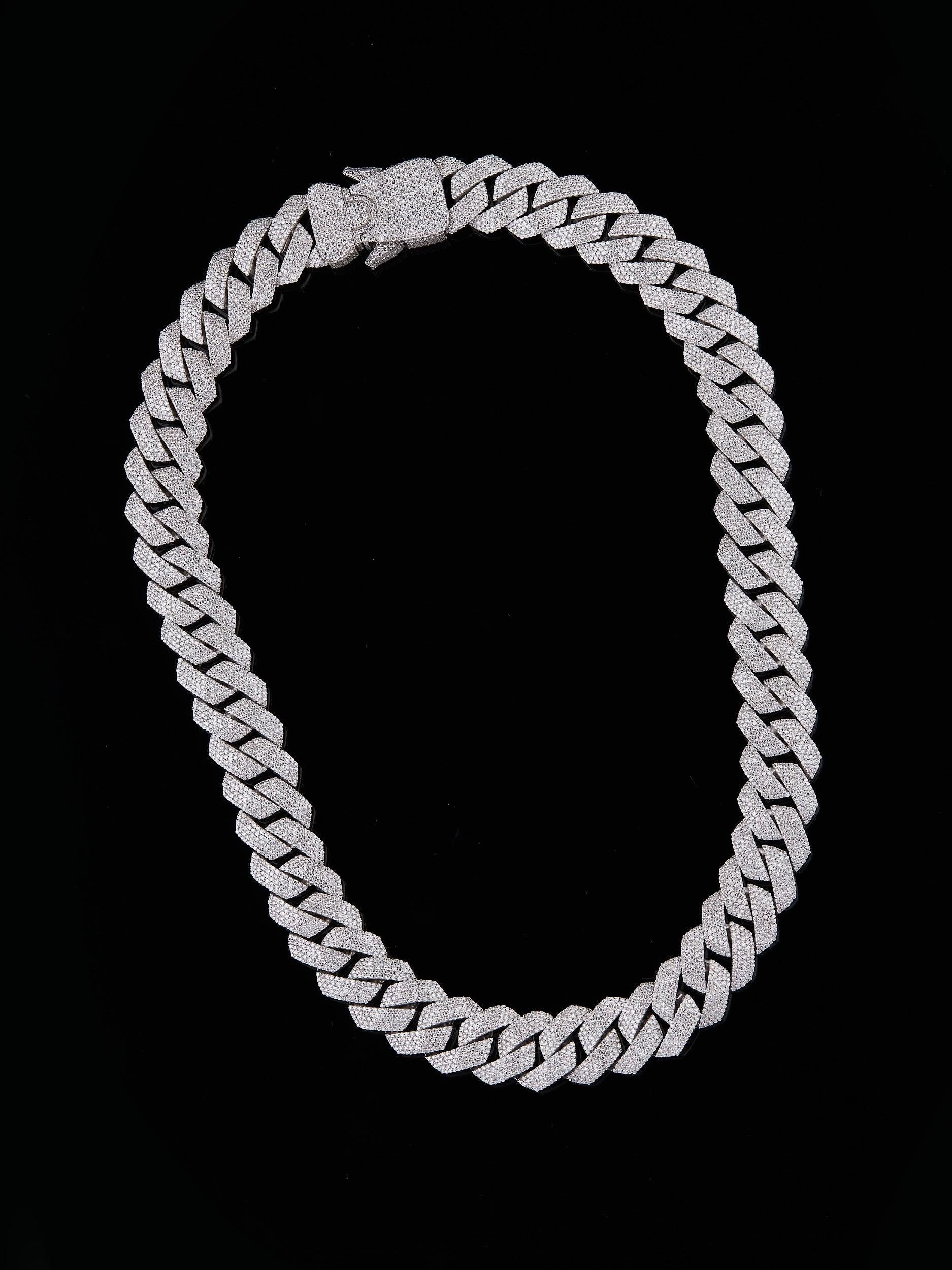 925 Silver moissanite Cuban link 18mm Dior lock