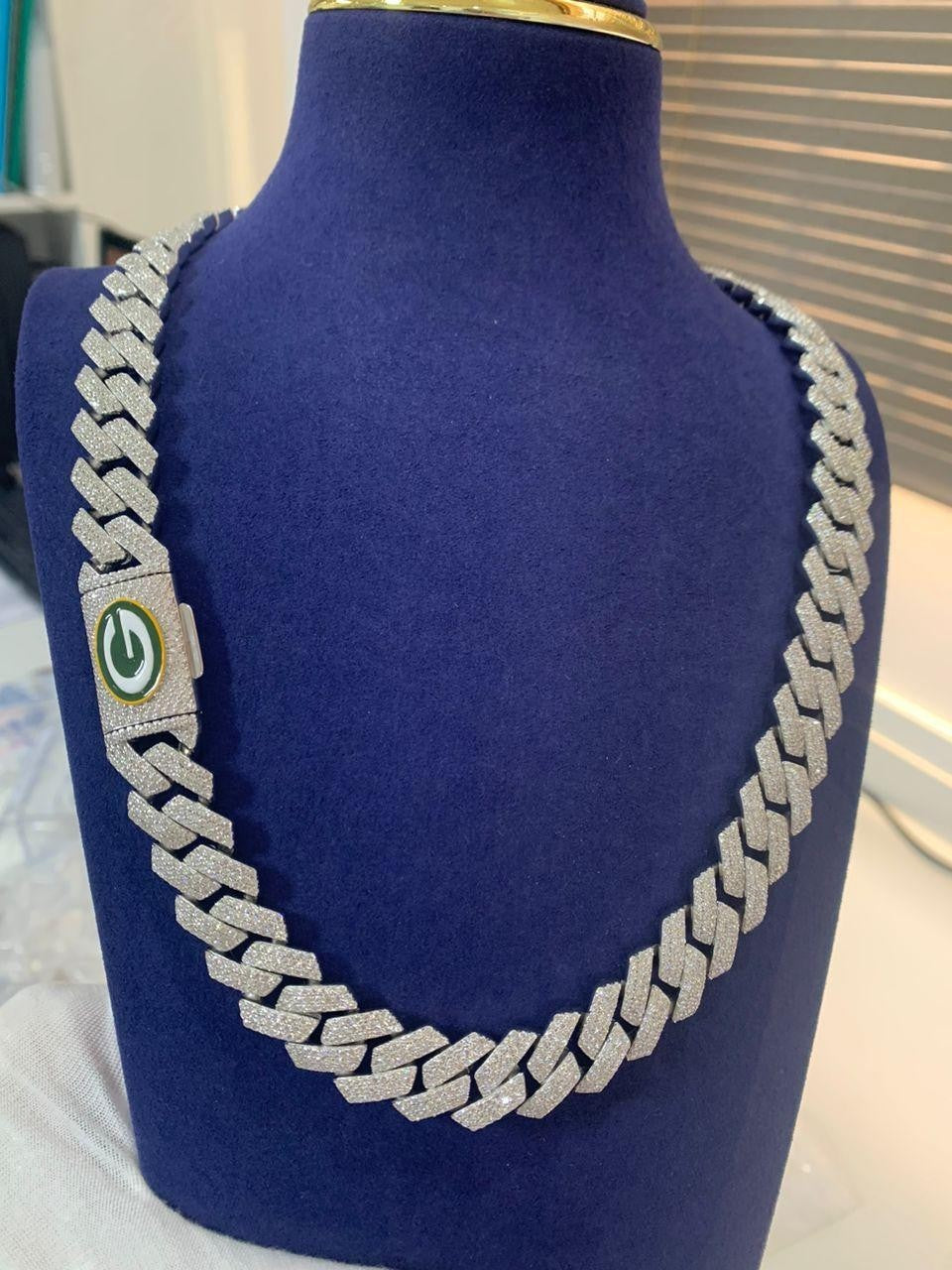 925 Silver moissanite Cuban link 15mm SQ