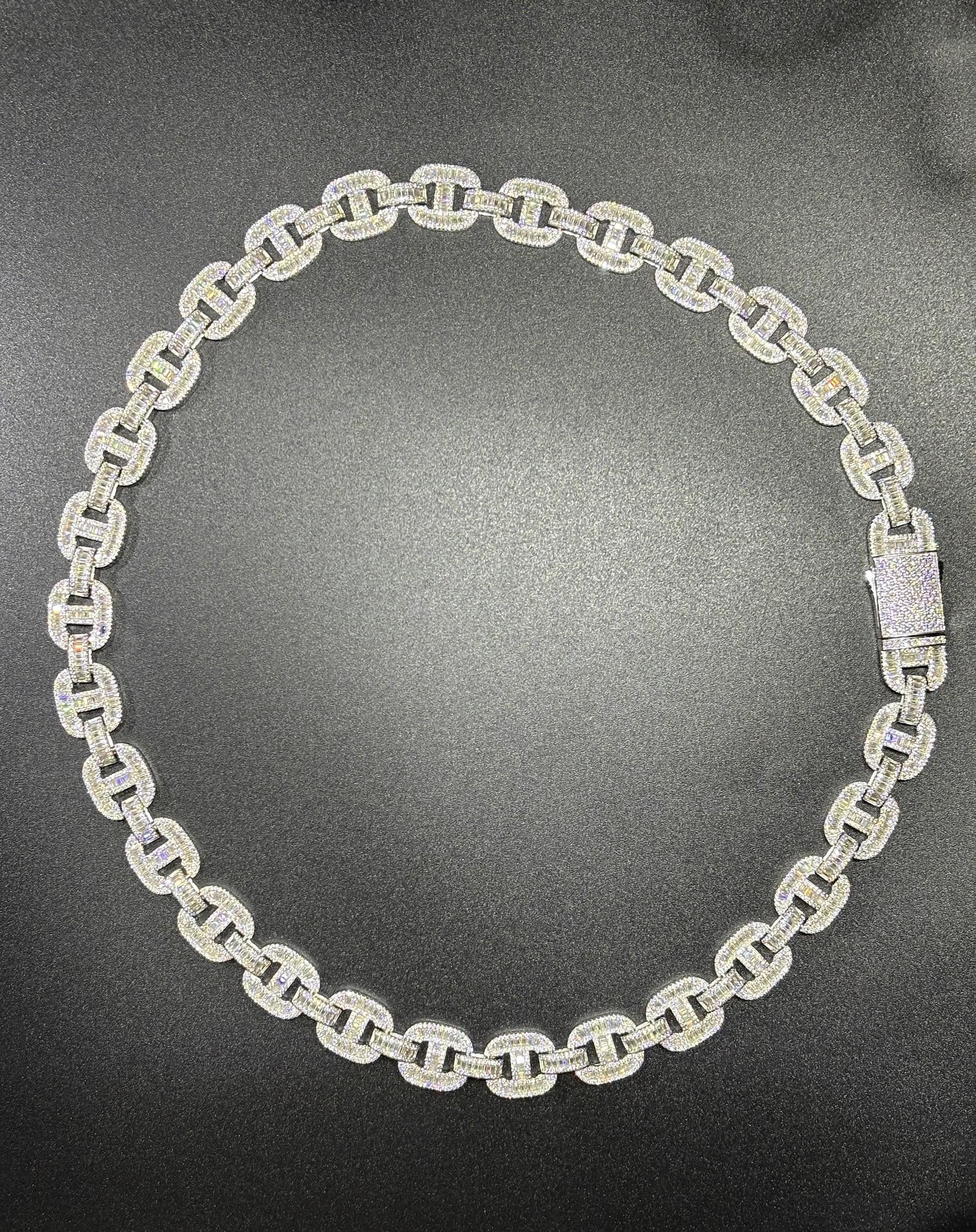 925 Silver moissanite Cuban link 14mm Gucci Link