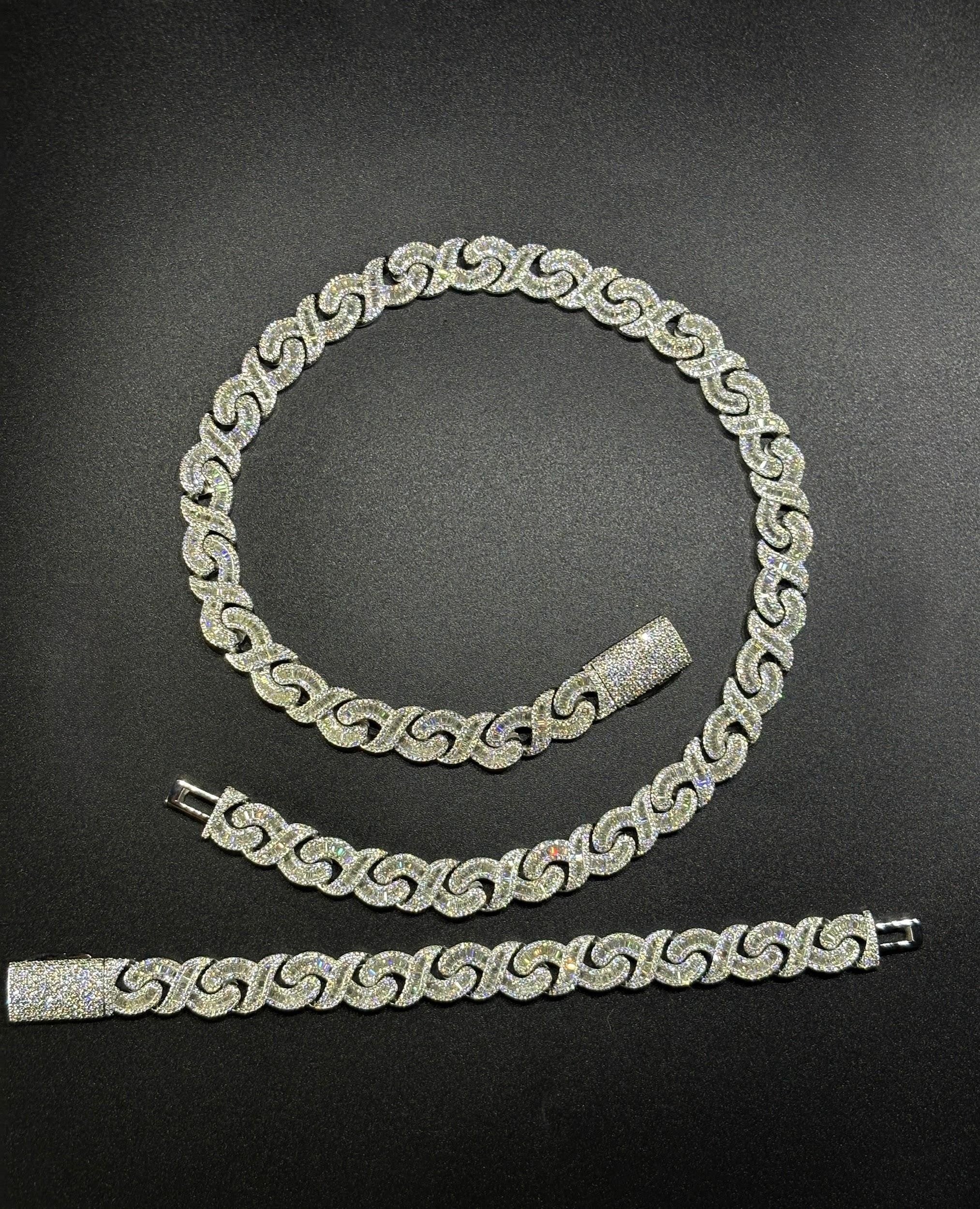 925 Silver moissanite Cuban link 15mm Baguette Infinity