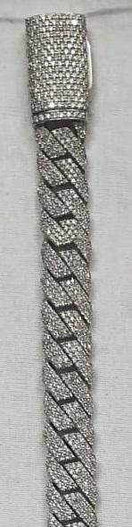 925 Silver moissanite Cuban link 10mm 3 row curve