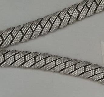 925 Silver moissanite Cuban link 12mm 3 row curve