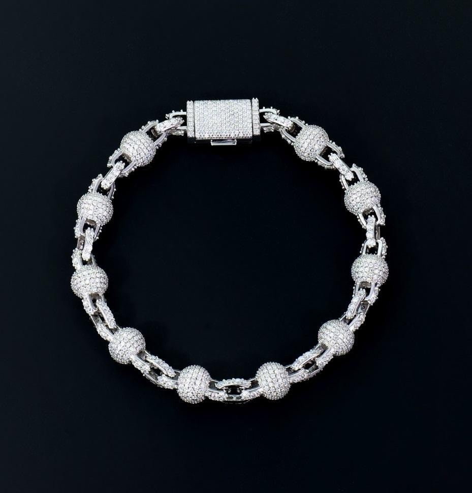 925 Silver moissanite Cuban link 8mm Ball Chain