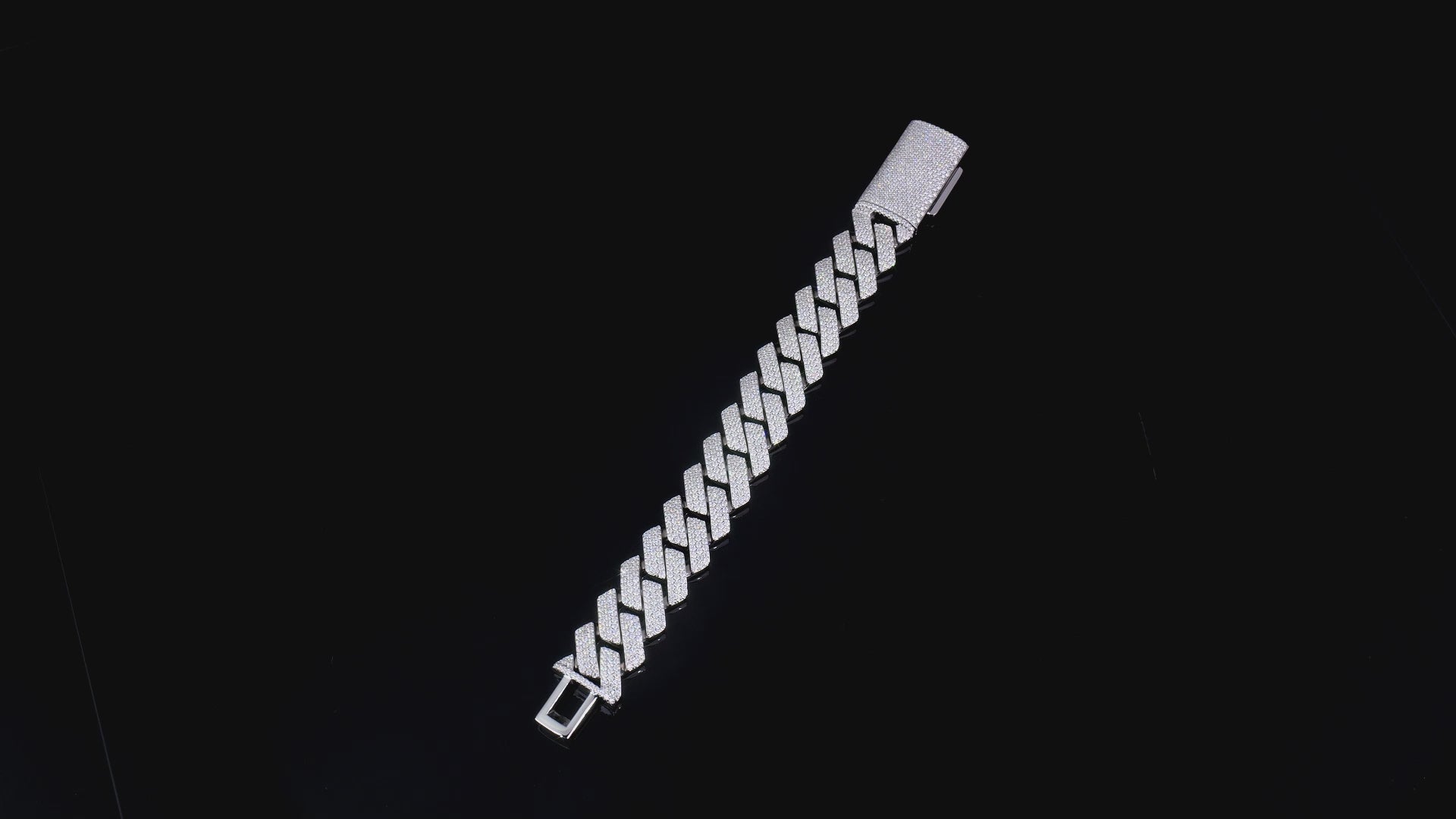 925 Silver moissanite Cuban link 20.0mm square 3 row