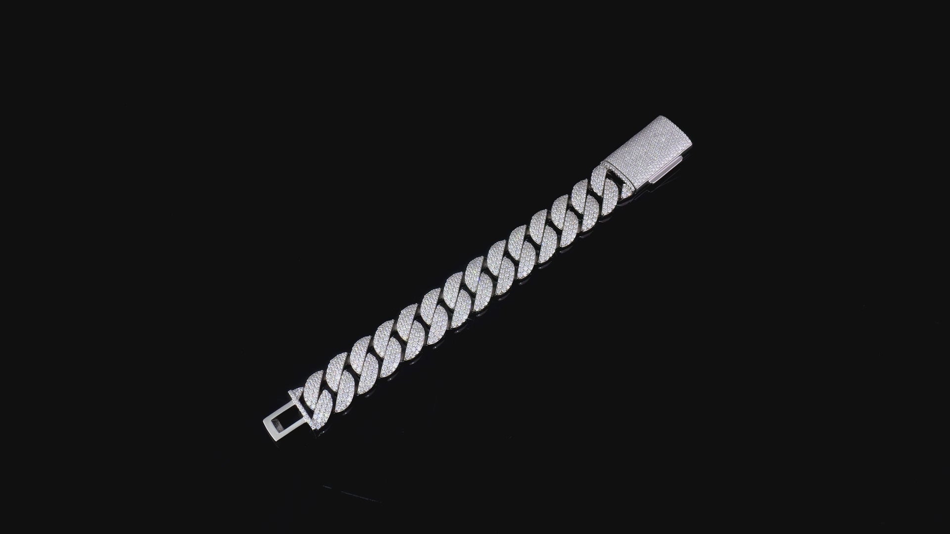 925 Silver moissanite Cuban link 20.0mm 3 row round