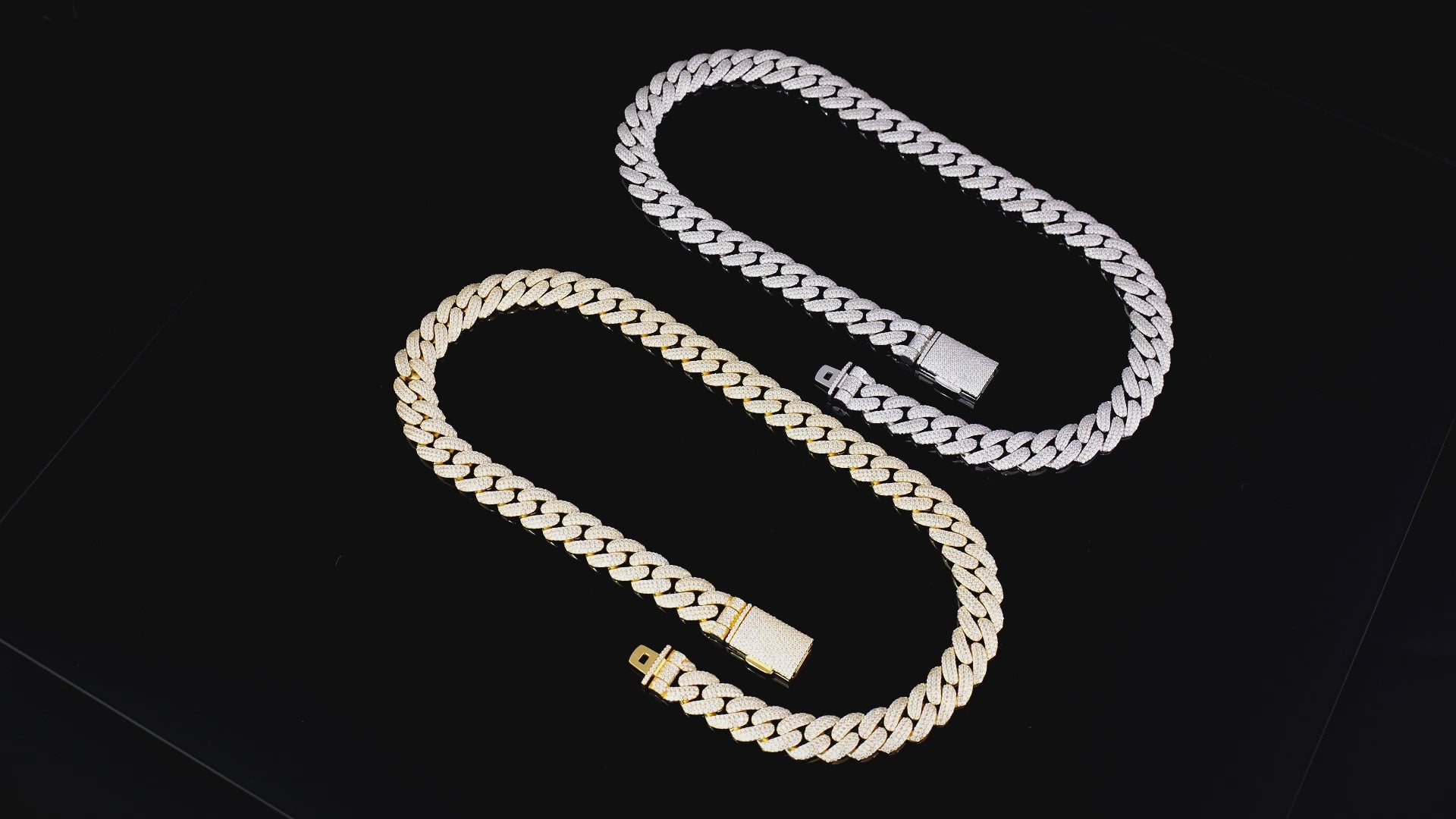 925 Silver moissanite Cuban link 18.0mm 3 row round