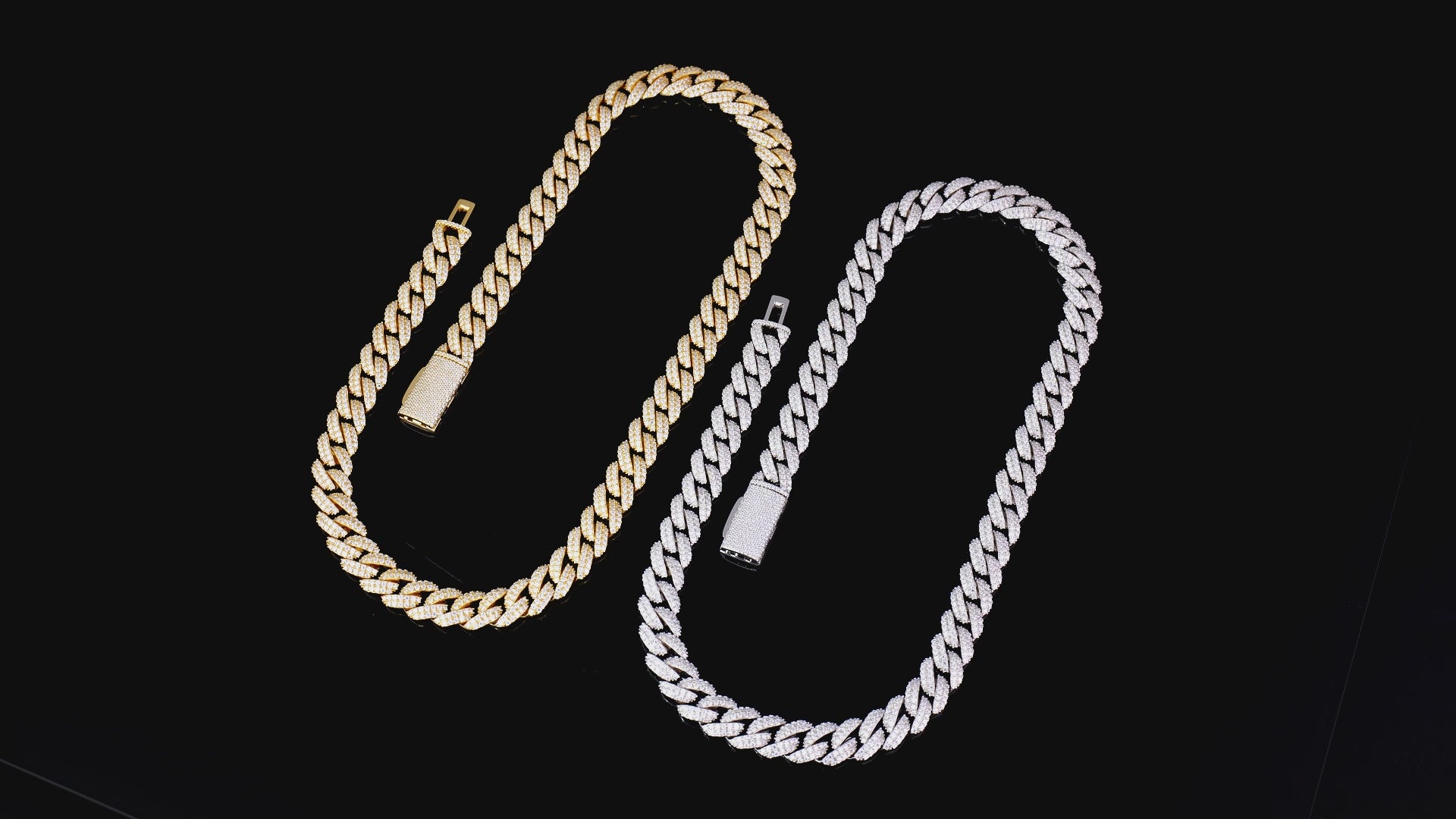 925 Silver moissanite Cuban link 12mm 2- row round