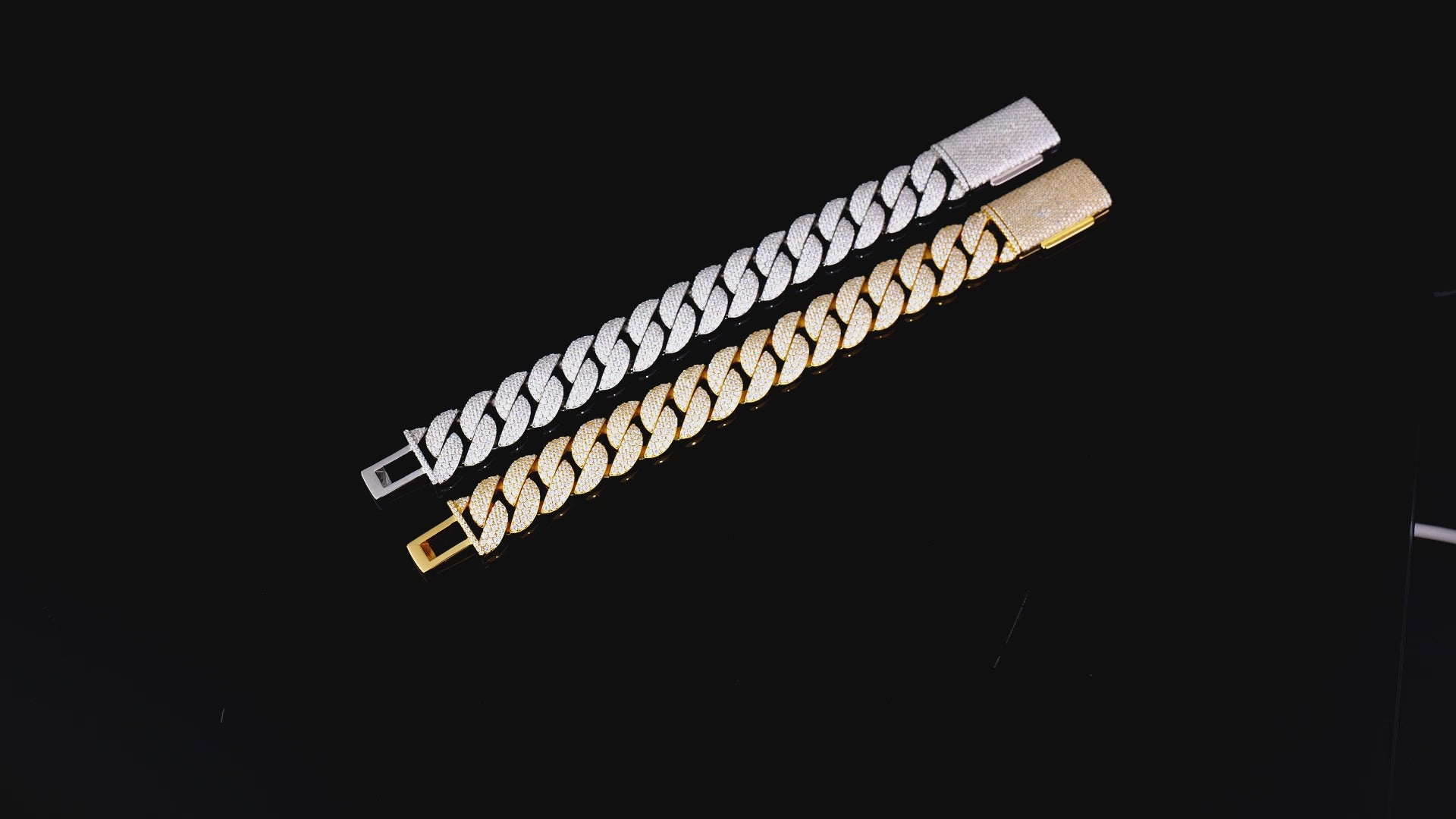 925 Silver moissanite Cuban link 18.0mm 3 row round