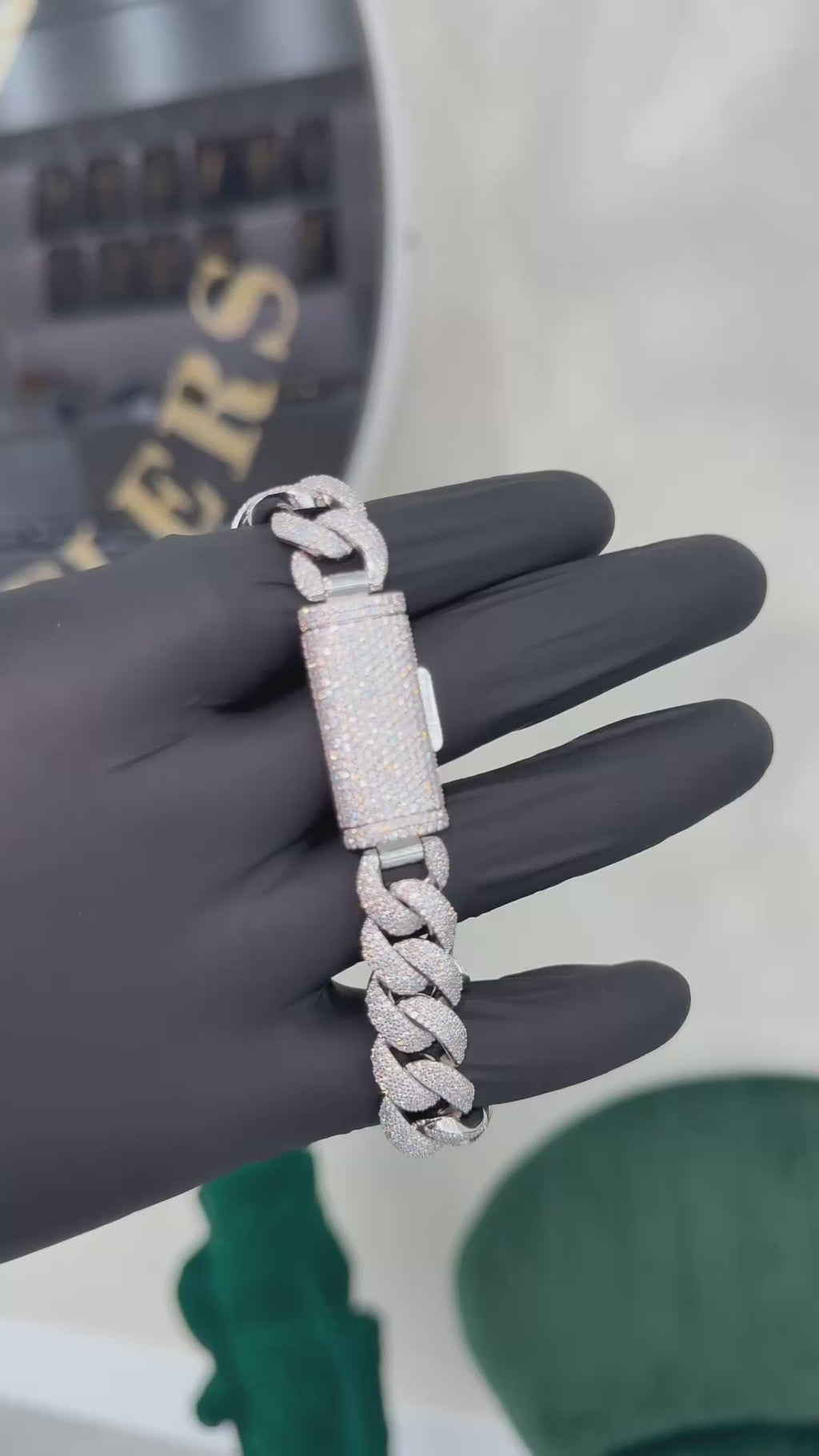 925 Silver moissanite Cuban link 14mm 4row Arc