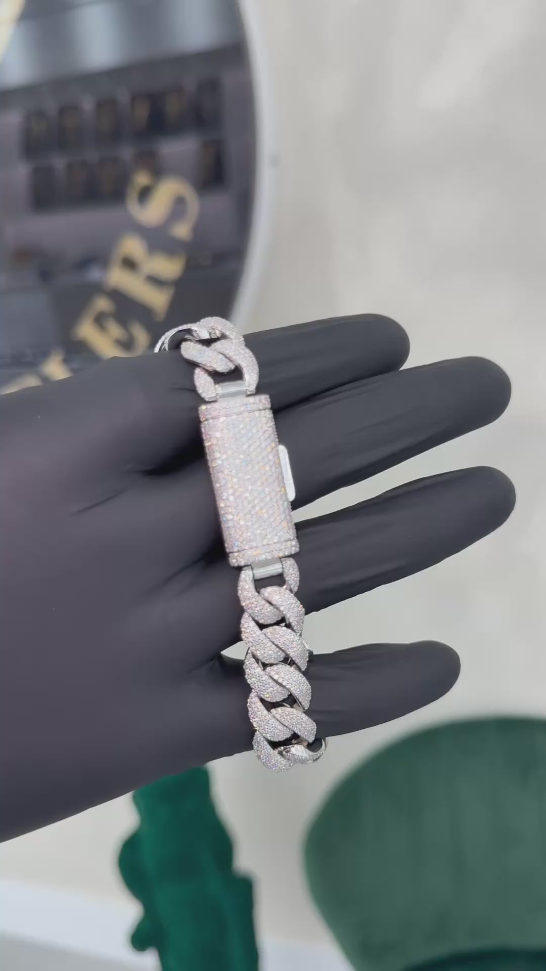 925 Silver moissanite Cuban link 14mm 4row Arc