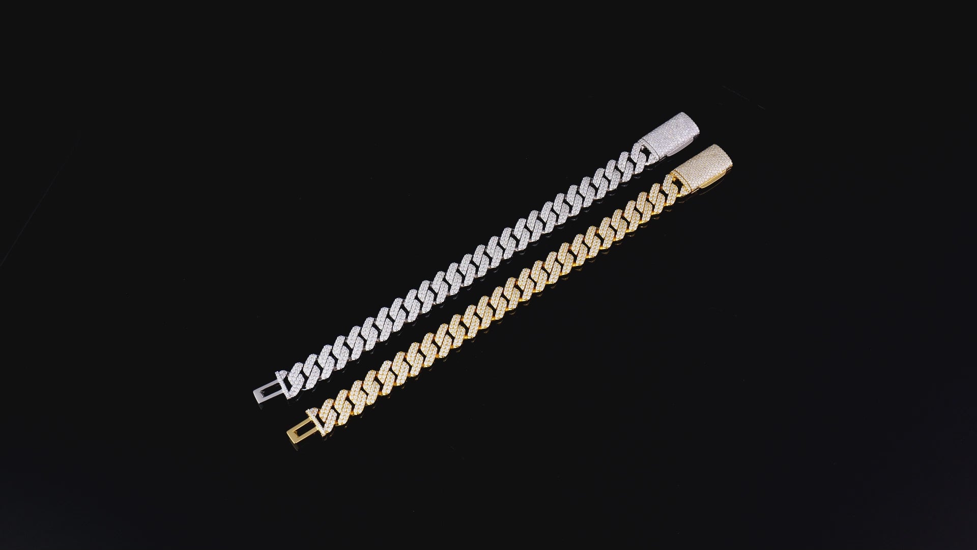 925 Silver moissanite Cuban link 12.0mm 2row Square