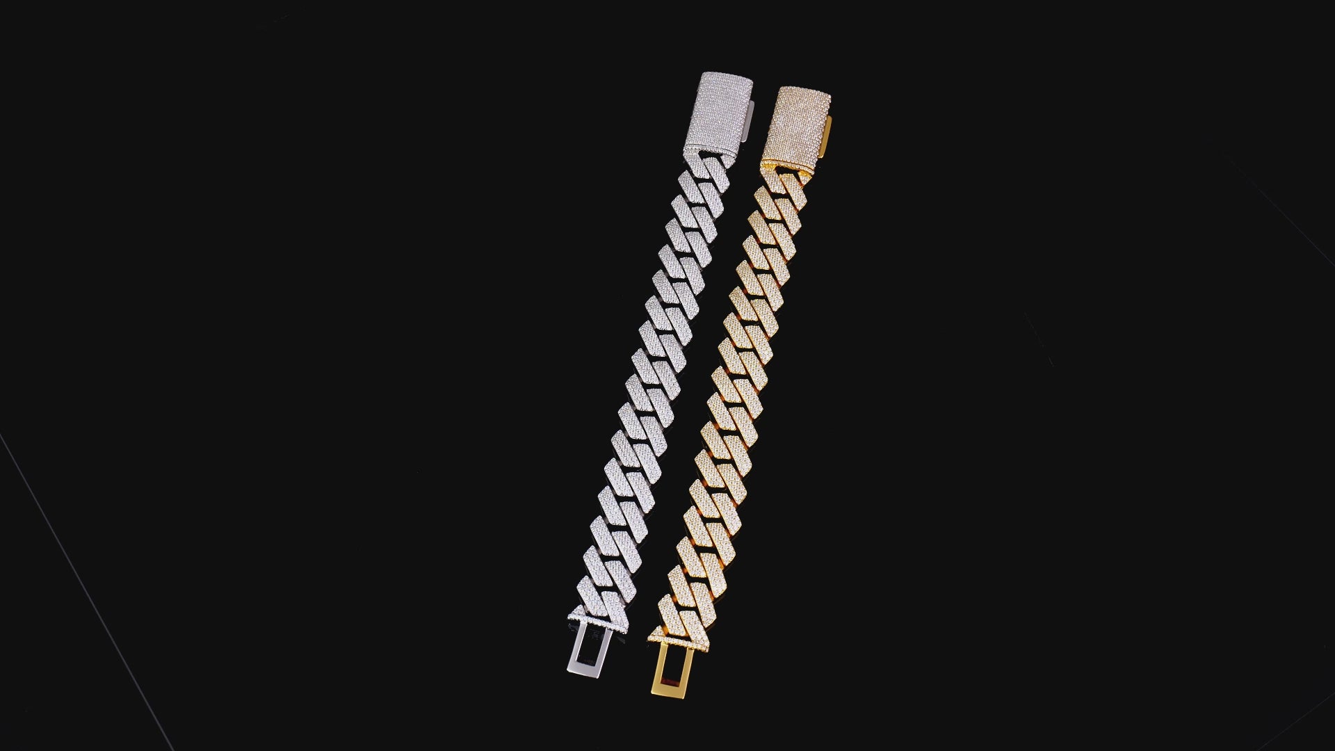 925 Silver moissanite Cuban link 18.0mm square 3 row