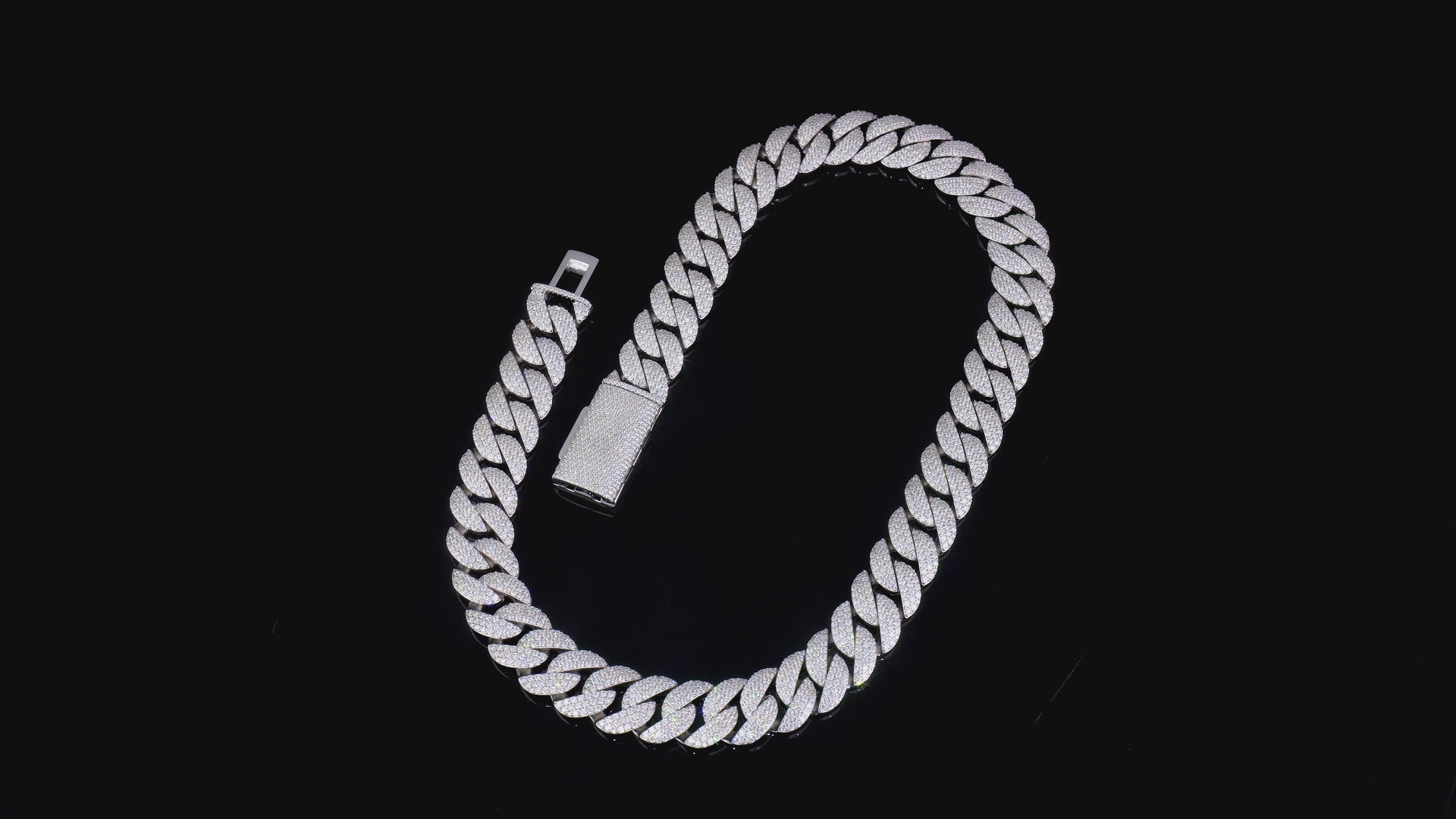 925 Silver moissanite Cuban link 20.0mm 3 row round