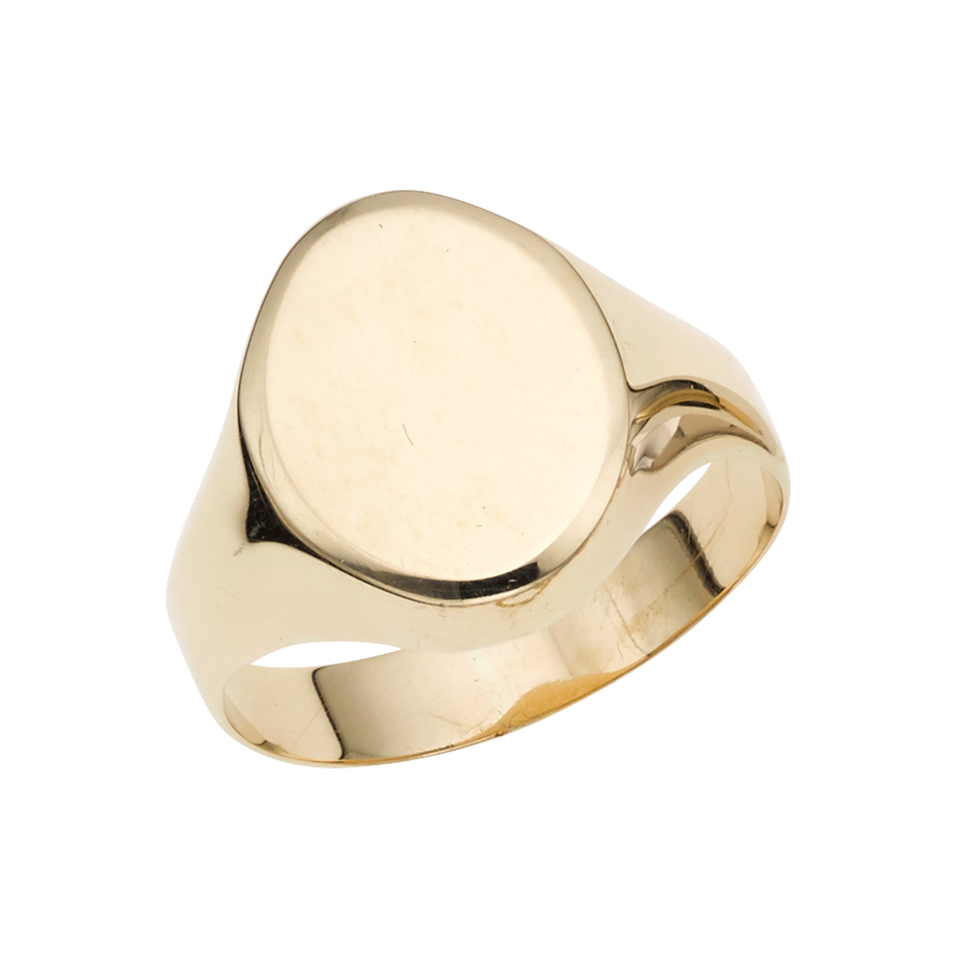 14K Gold Polished Oval Signet Ring