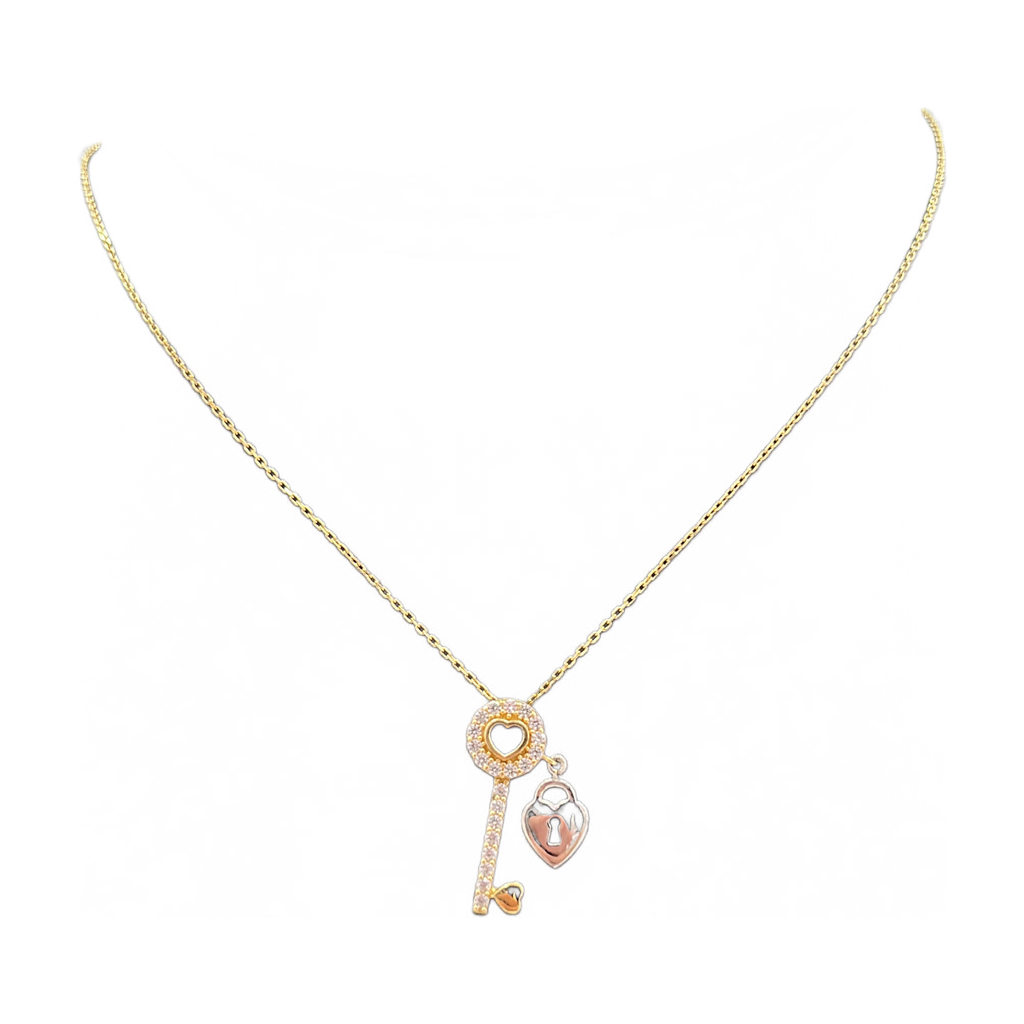 14KT Gold Lock and Key Women's Necklace
