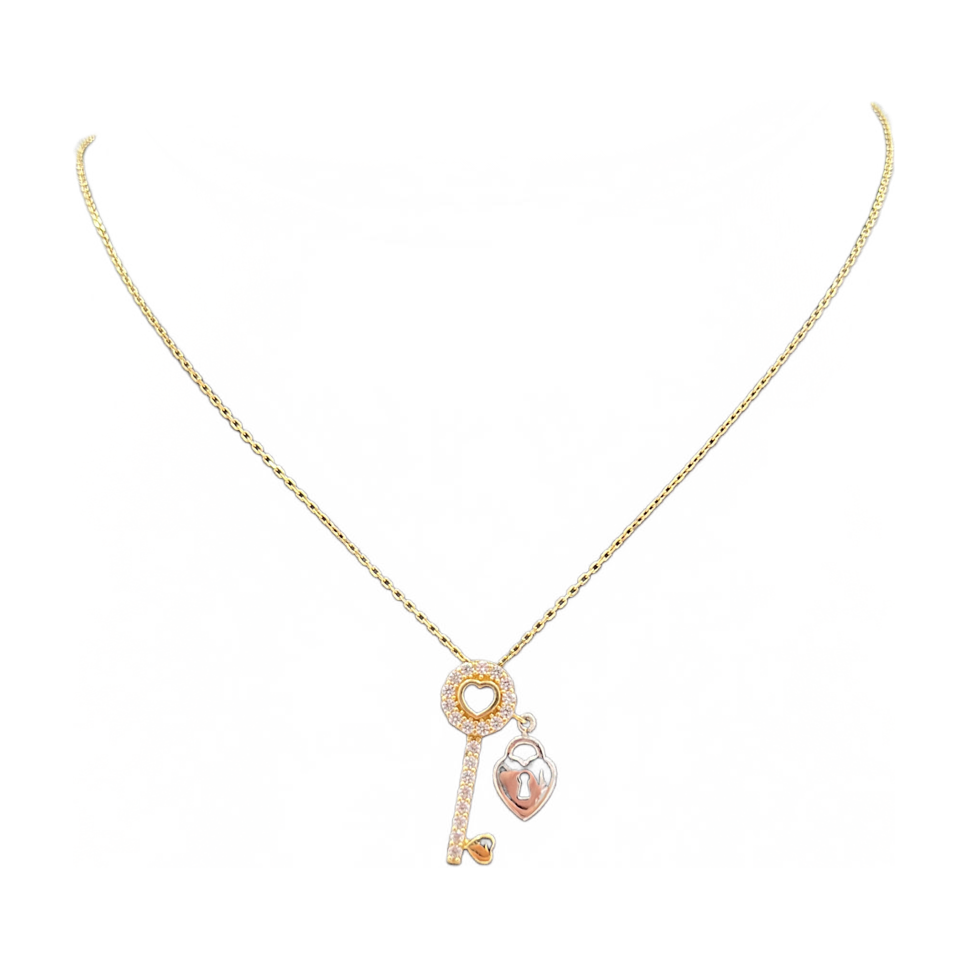14KT Gold Lock and Key Women's Necklace