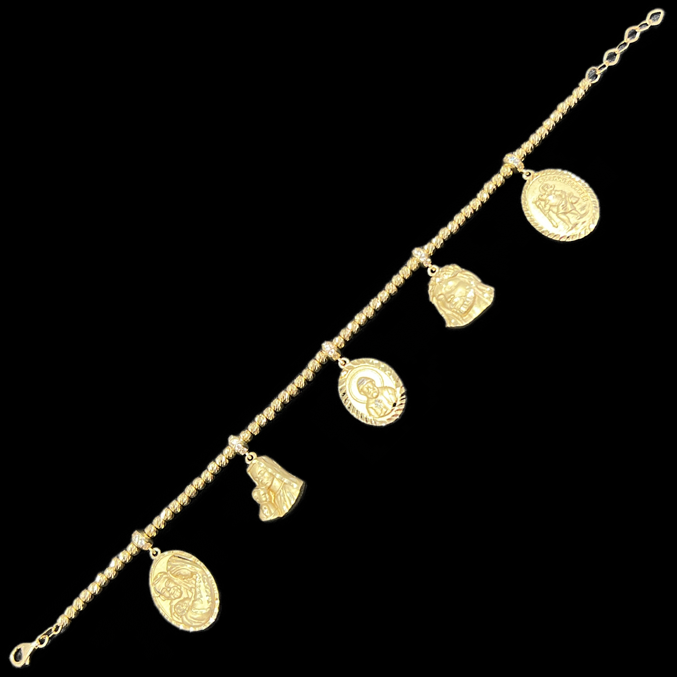 14KT Gold Religious Charm Womens Bracelet